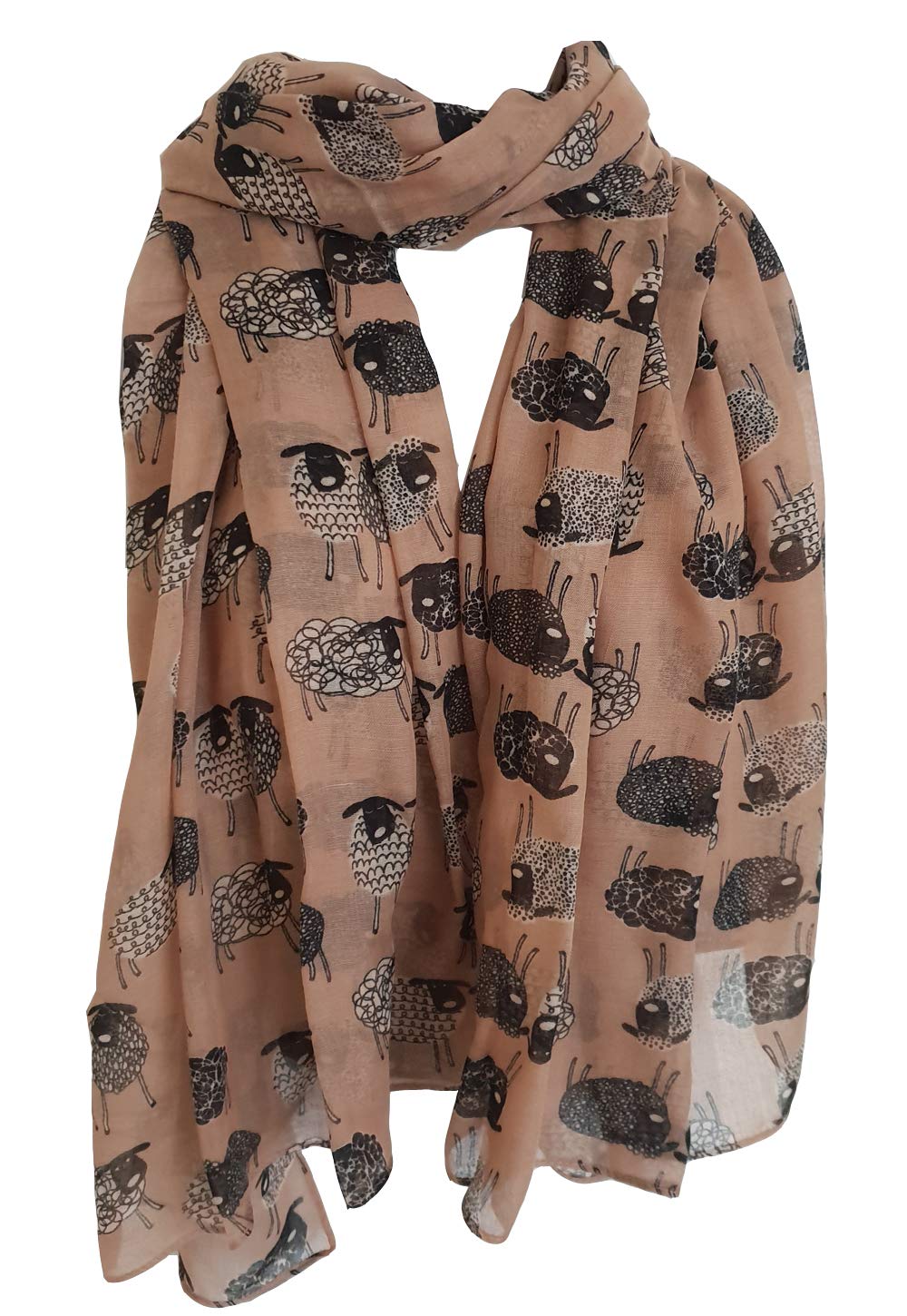 Glamlondon Women's Coffee Light Sketch Sheep Printed Scarf (Coffee Light)