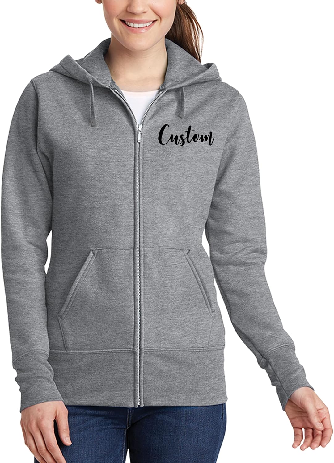 TEEAMORE Custom Womens Full-Zip Hoodie Sweatshirt Wedding Anniversary Bachelorette Bridal Shower