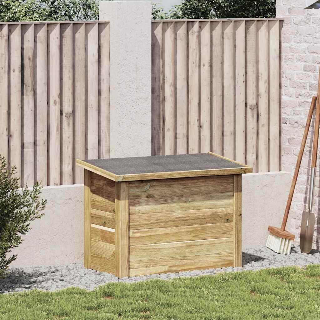 Aufbewahrungsbox Natur aus imprägniertem Kiefernholz 80 x 44,5 x 57,5 cm mit viel Stauraum, für Garten, Terrasse, Balkon und Wohnzimmer, vielseitige Lagerbox für Kissen und Werkzeuge