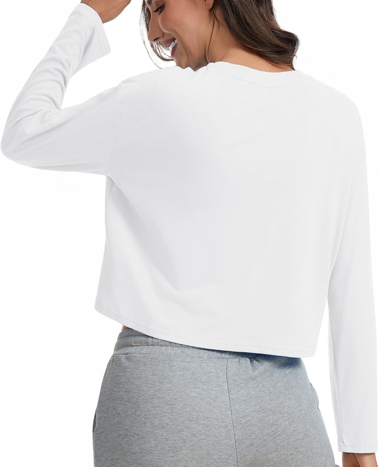 Long Sleeve Crop Tops for Women Loose Oversized Shirts Cropped Tee - Image 5