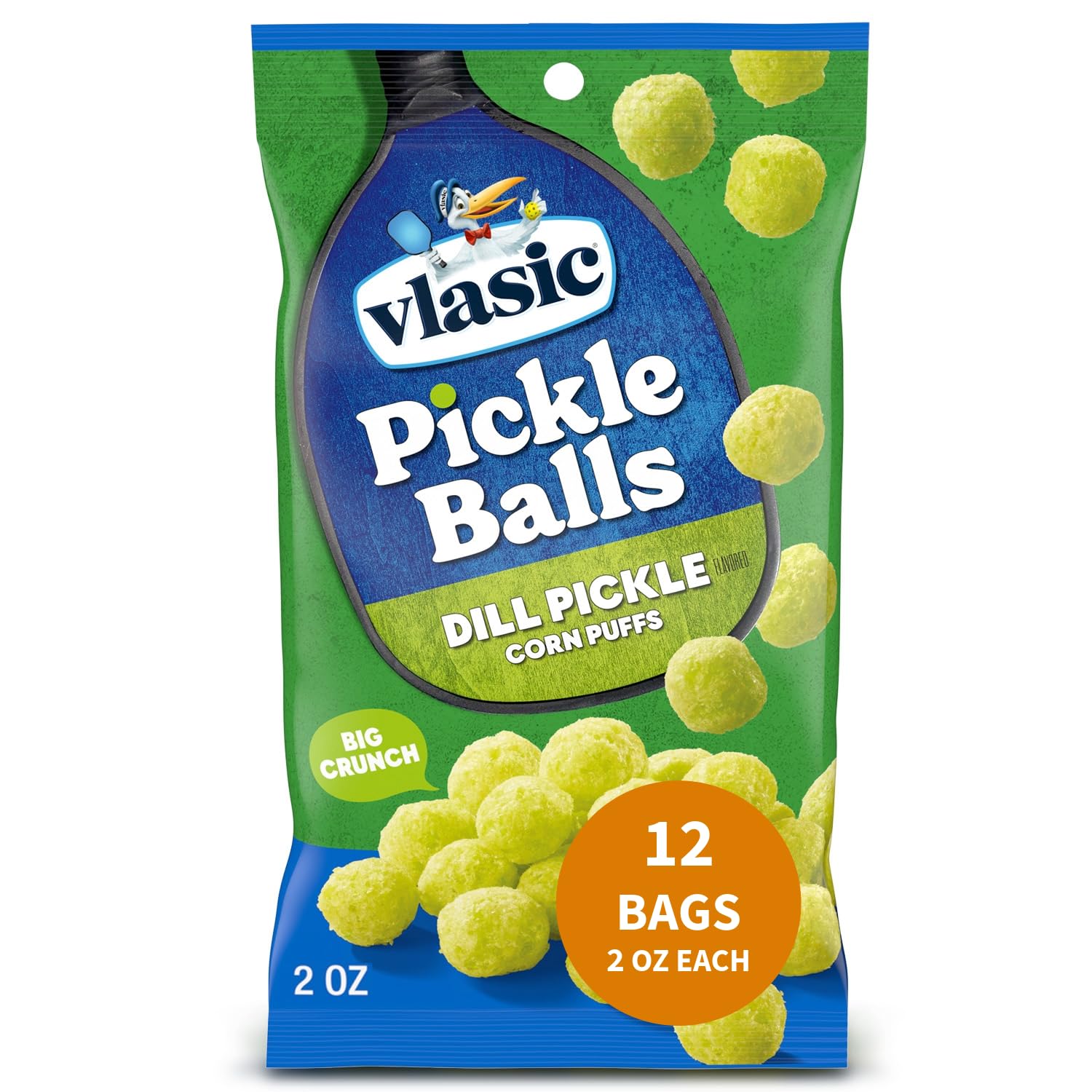 Sponsored Ad - Vlasic Pickle Balls, Dill Pickle Flavored Corn Puffs, Stocking Stuffer, 2 oz. (Pack of 12)