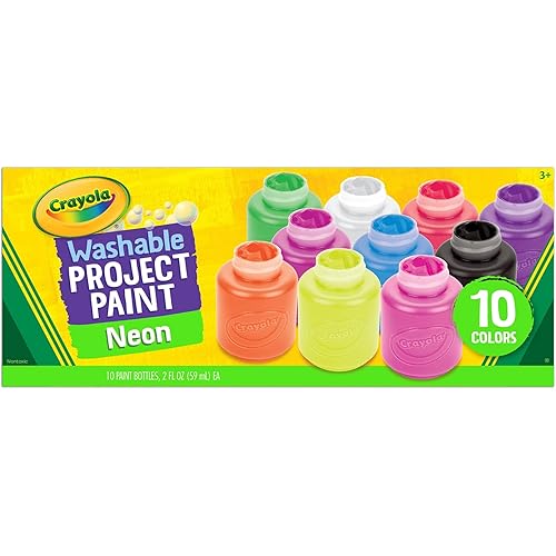 Crayola Washable Kids Project Paint - Neon (2oz), Arts & Crafts Supplies For Kids, Preschool & Kindergarten, Gifts, Ages 3+