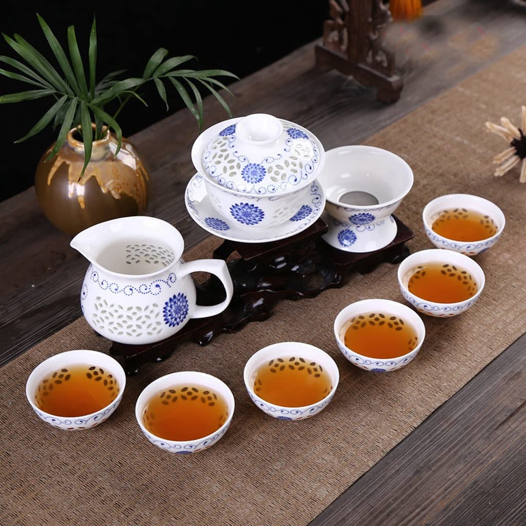 Service à thé général, Service à thé Kung Fu 10 pièces/Ensemble, Tasse à thé en céramique, théière Bleue et Blanche, Porcelaine Anglaise, théière, Service à thé