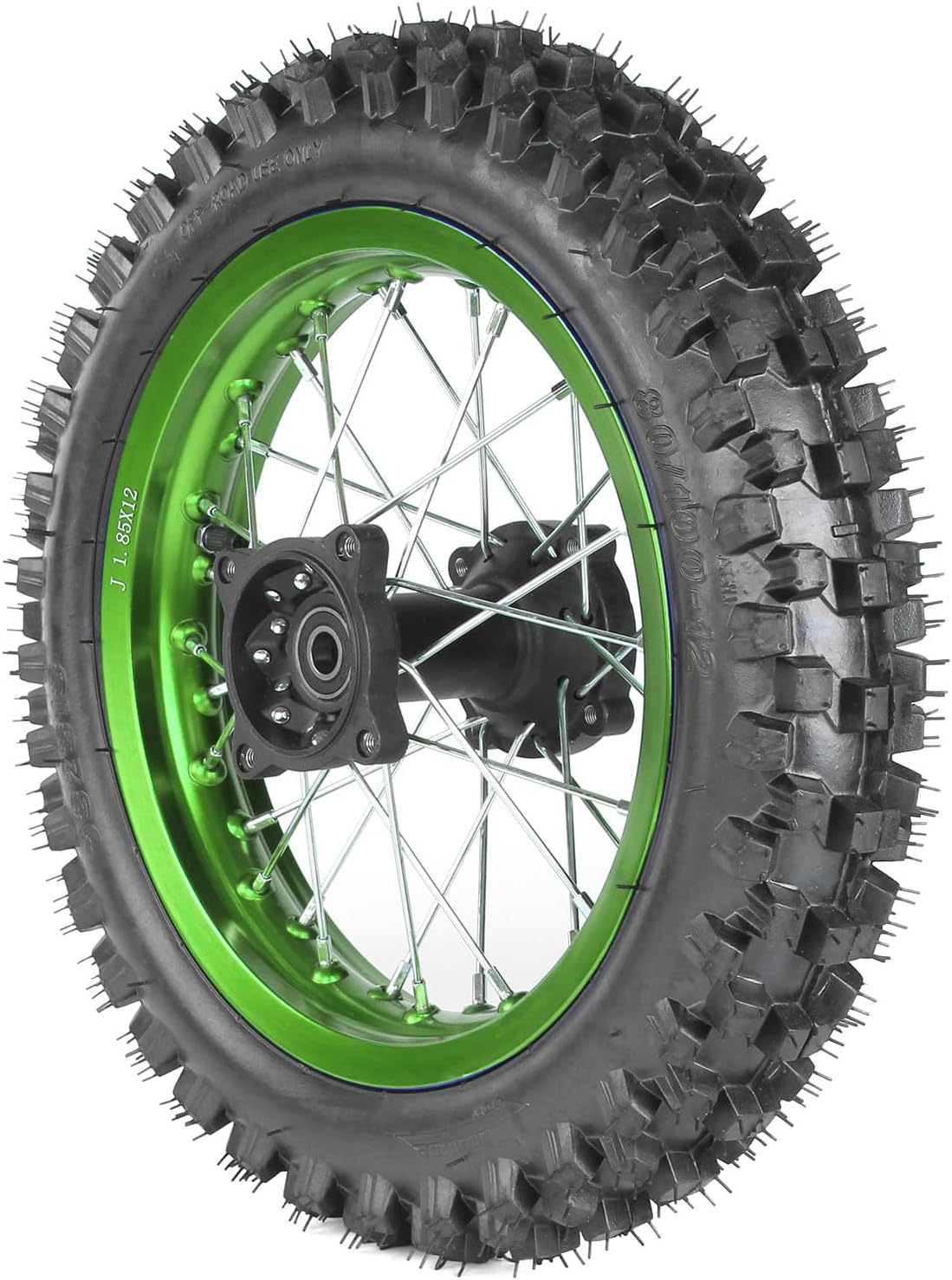 60/100-14 Front Wheel, 80/100-12 Rear Wheel 15mm Axle Bearings for taotao SSR Apollo Kayo 125 140 150cc Pit Bikes Dirt Bike (Green)