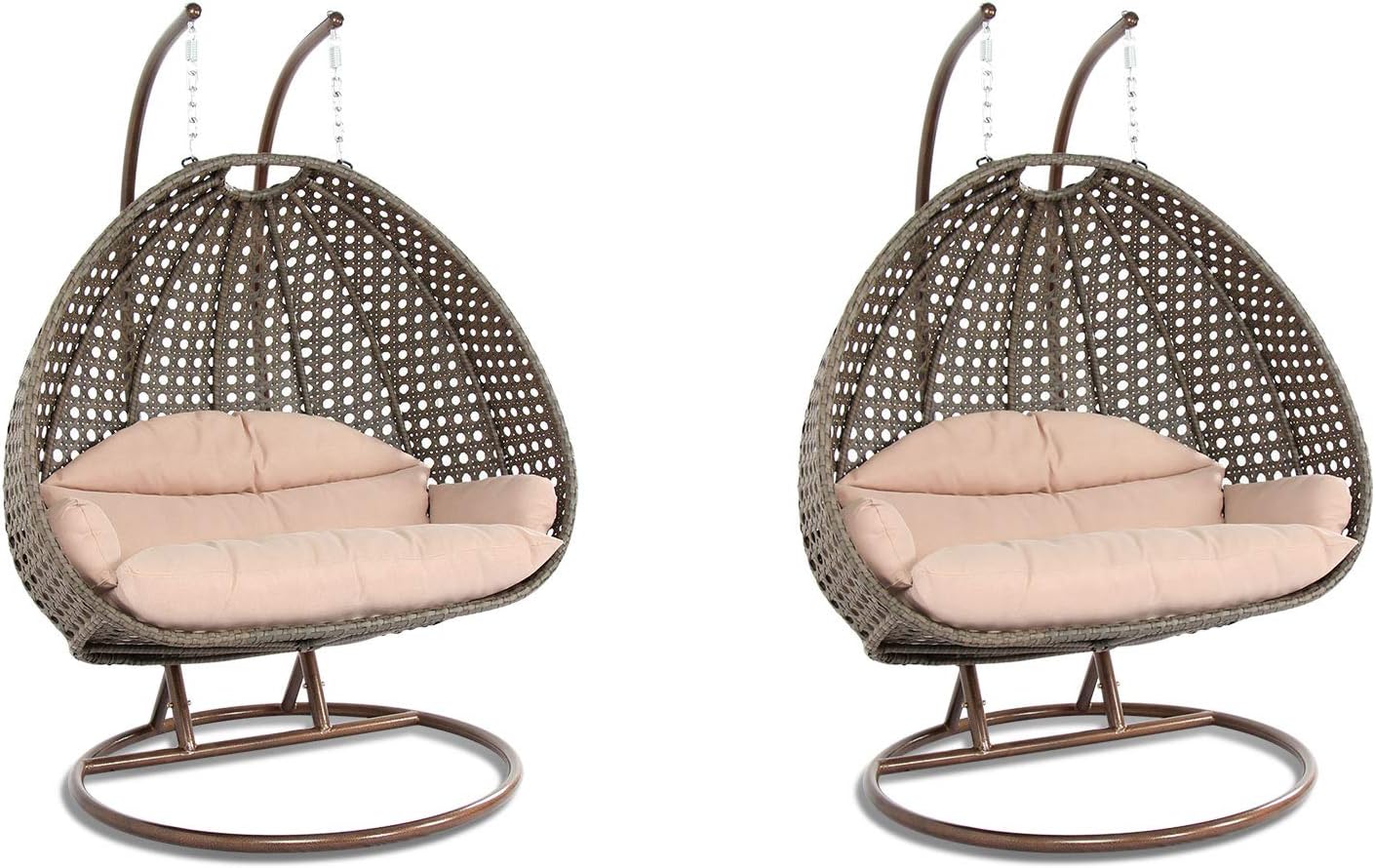 Luxury and Comfort, Indoor and Outdoor Swing Chairs, A Set of 2 Swing Chairs (2 Latte Color Chairs)