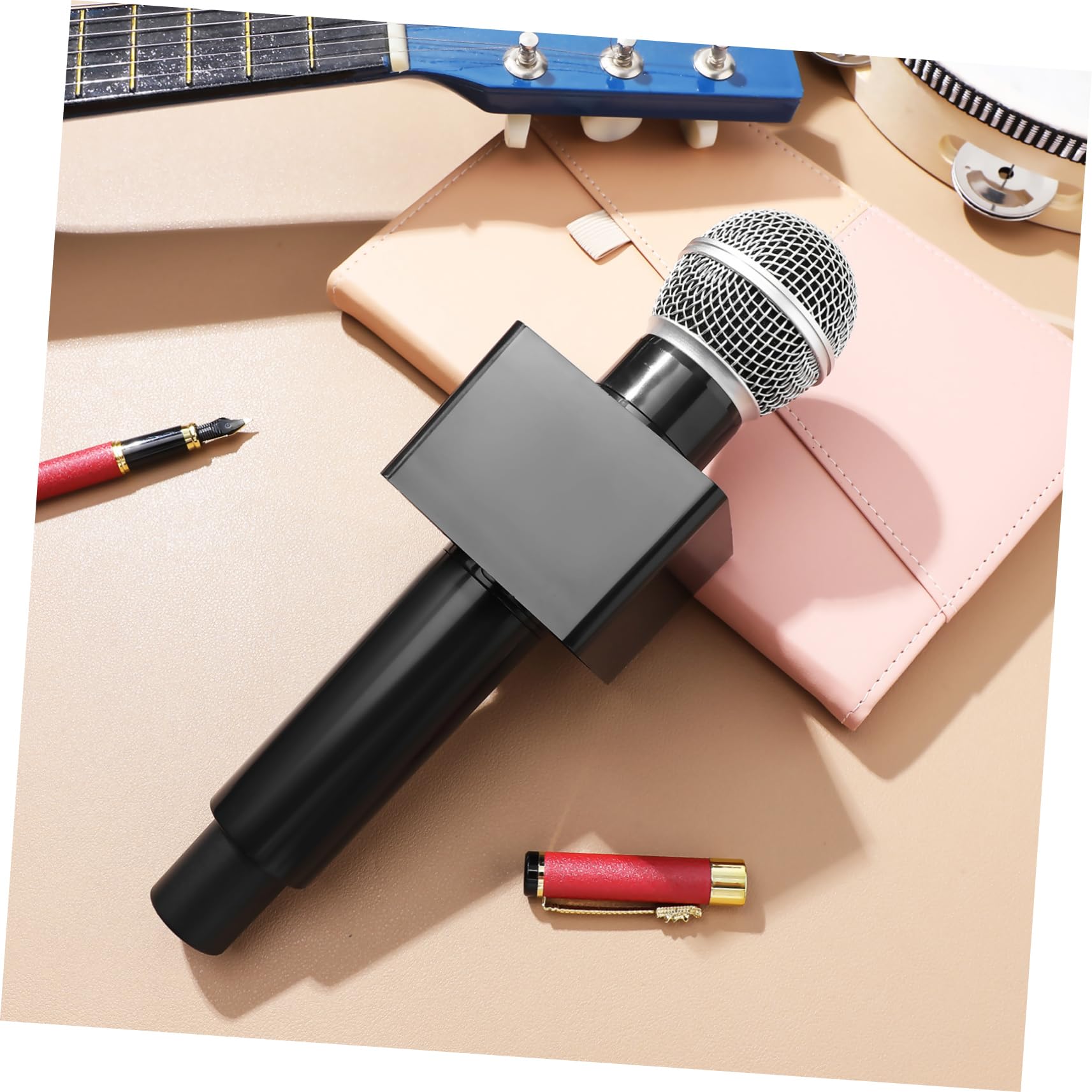BESPORTBLE 4 Microfono Simulazione Leggero con Base Quadrata Microfono per Feste Spettacoli e Karaoke Palco