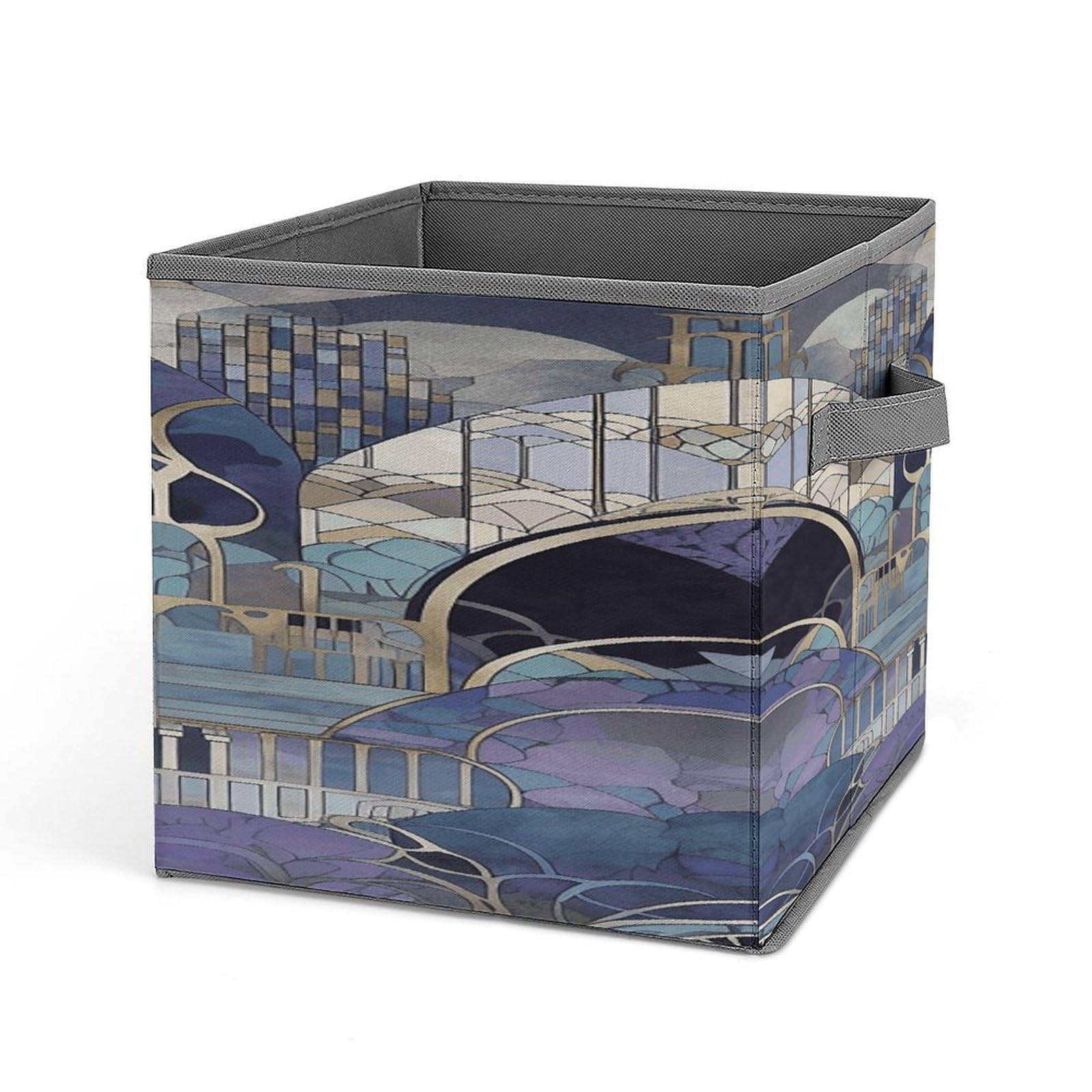 Fekiloot Style Gray And Purple Pattern Storage Bins Storage Baskets