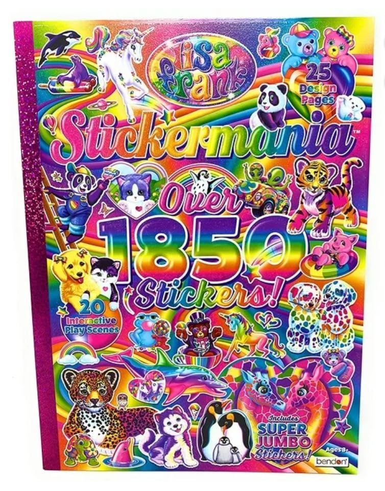 Lisa Frank Stickermania - Over 1850 Stickers! 25 Design Pages & 20 Interactive Play Scenes Large Tablet Book - Includes Collectible Super Jumbo Stickers!