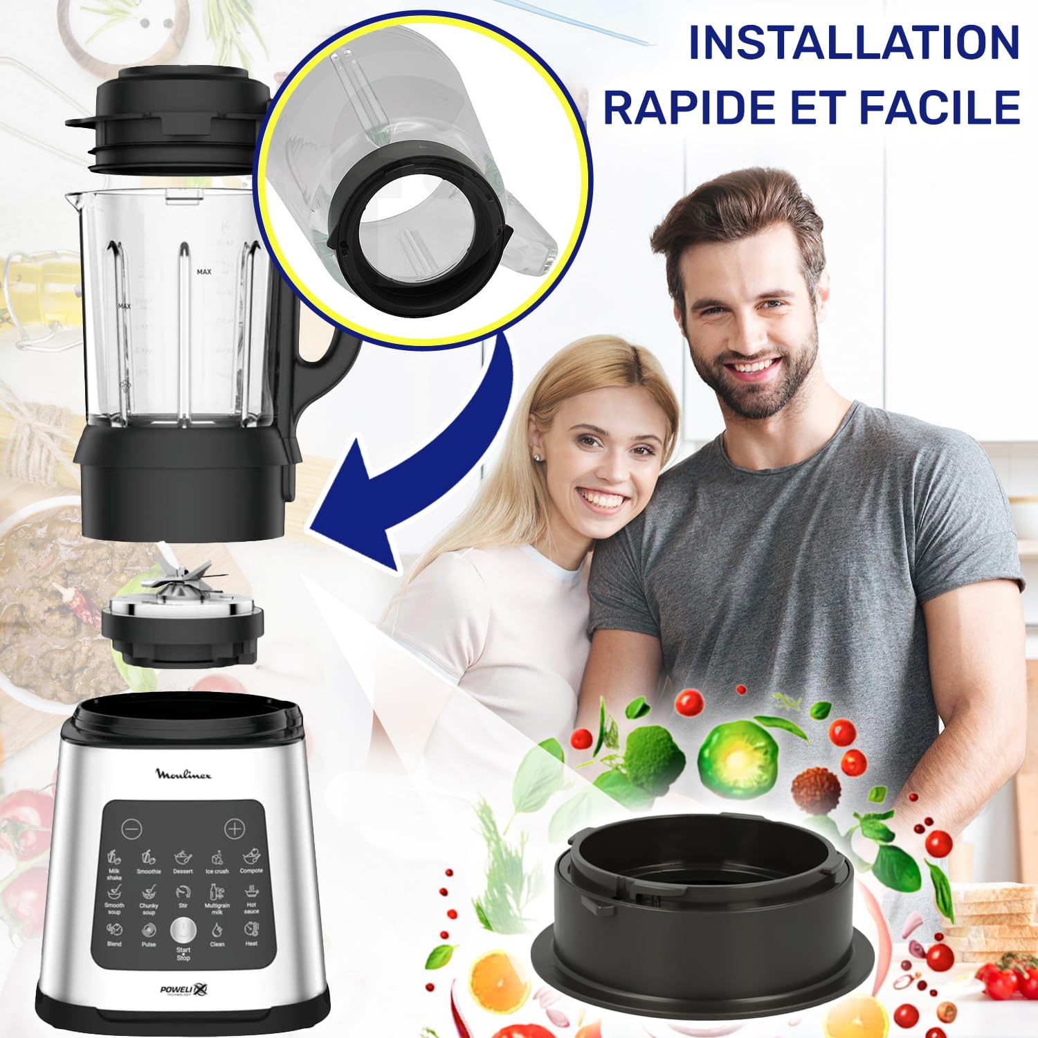 MONTERAL Socle Bol De Blender Mixeur Avec Le Code Original MS-653120 Pour Moulinex Pour Tefal Pour Krups - Garantie De 10 Ans