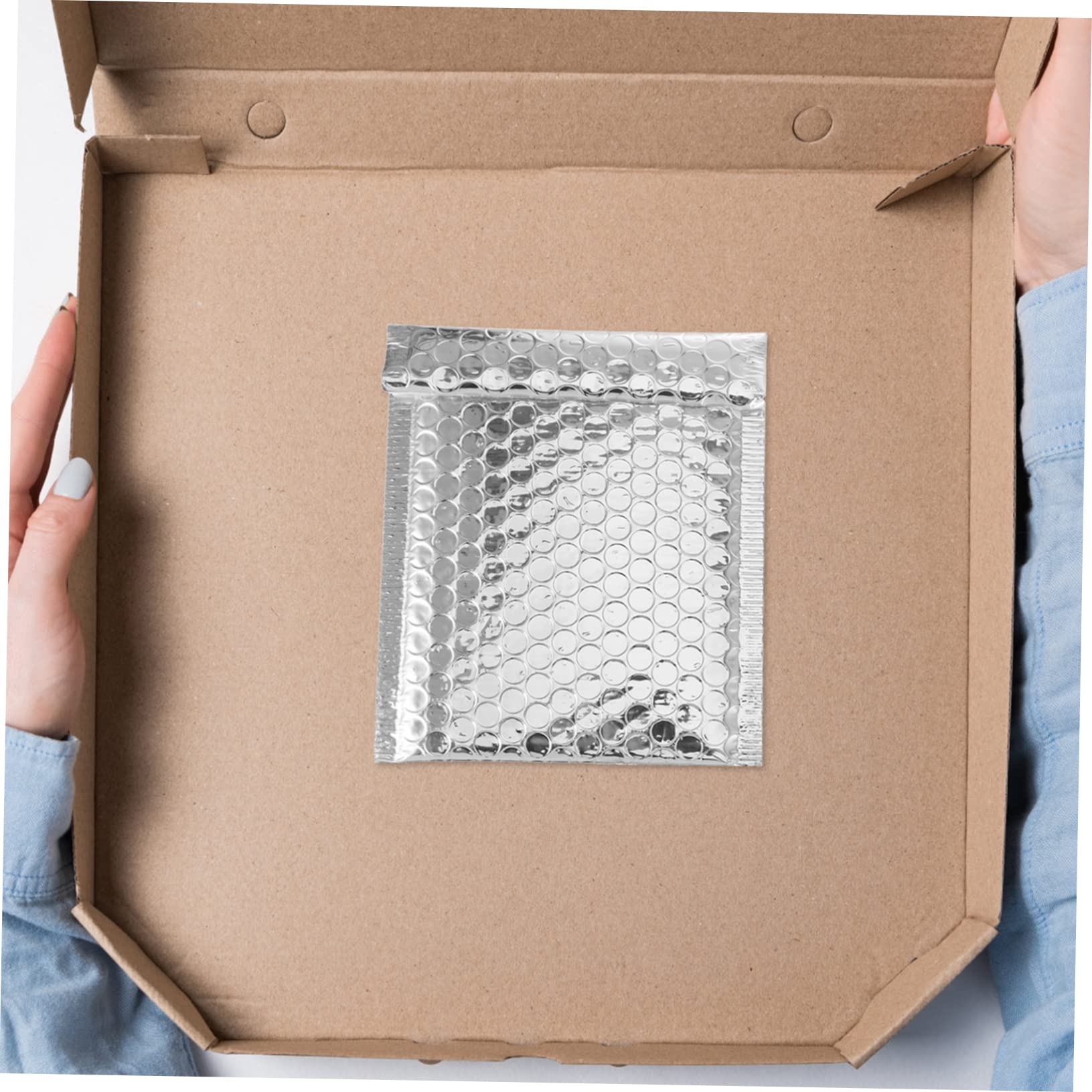 OSALADI 100 Buste Imbottite Argento Laminato Makrofol Chiusura Autoadesiva per Imballaggio e Spedizioni, 100 Pezzi per Packaging e Negozi