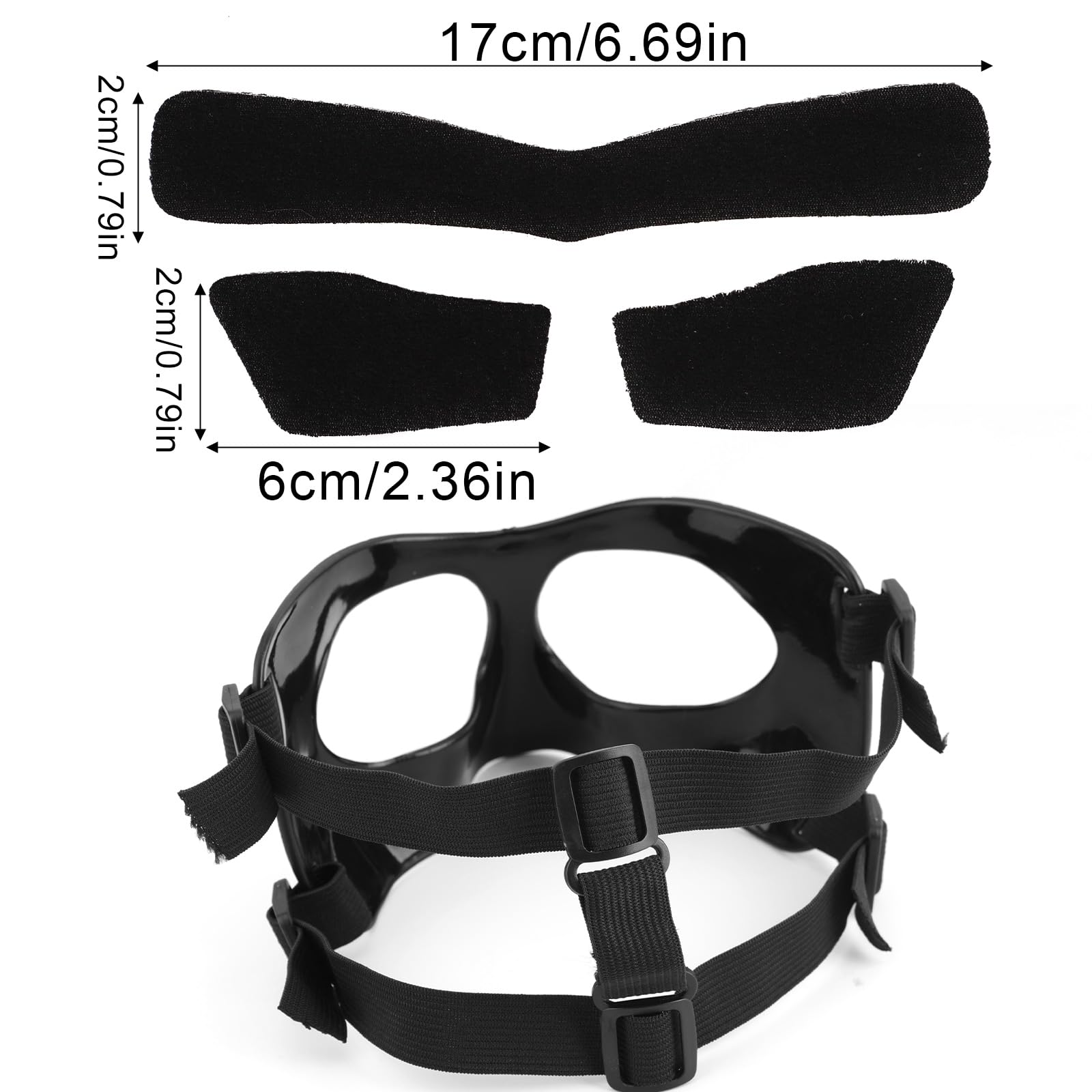 Masque pour Nez Cassé, Réglable Écran Facial Respirant Transparent Entraînement Sportif Masque Facial Protège Nez avec Rembourrage pour Adultes Adolescents Basket-Ball Football Accessoires