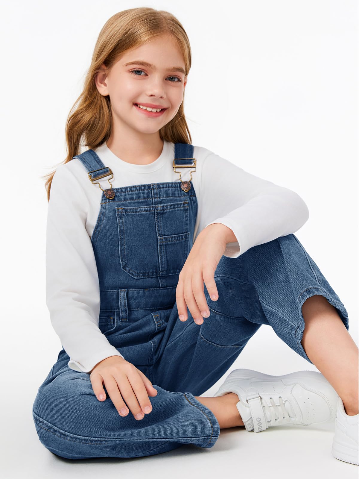 Haloumoning Tuta da bambina in denim con bavaglino, 4-14 anni
