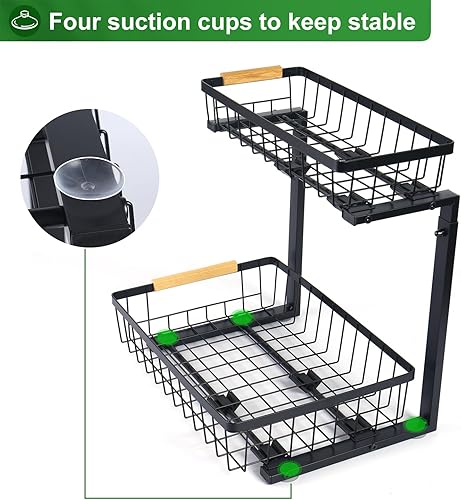 Miniatura 6 de Organizador de fregadero de cocina, organizadores y almacenamiento debajo del fregadero (2 cestas extraíbles), organizador multiusos de 2 niveles,