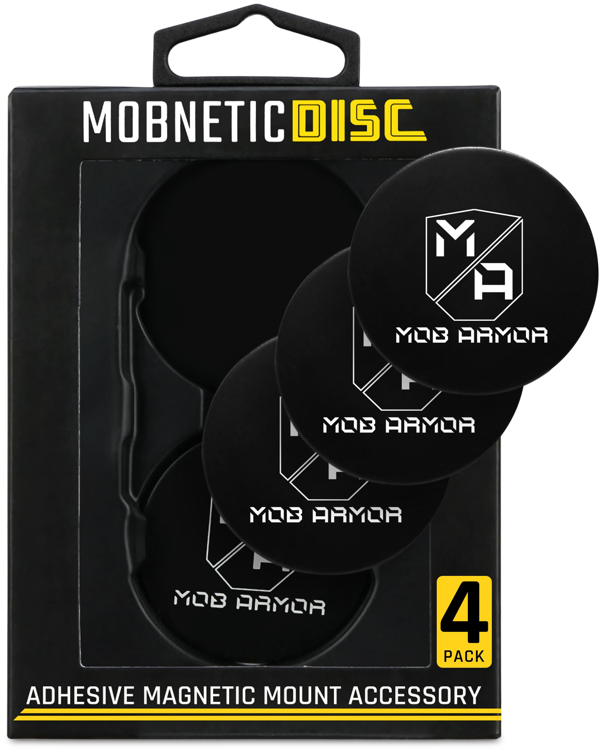 Mob Armor Magnetic Phone Mount Plates - Strong Adhesive Steel Discs for MobNetic Maxx & Mob Magnetic Car Mounts, Compatible with Phone Magnet Plates, Vehicle Accessory - Black (4 Pack)