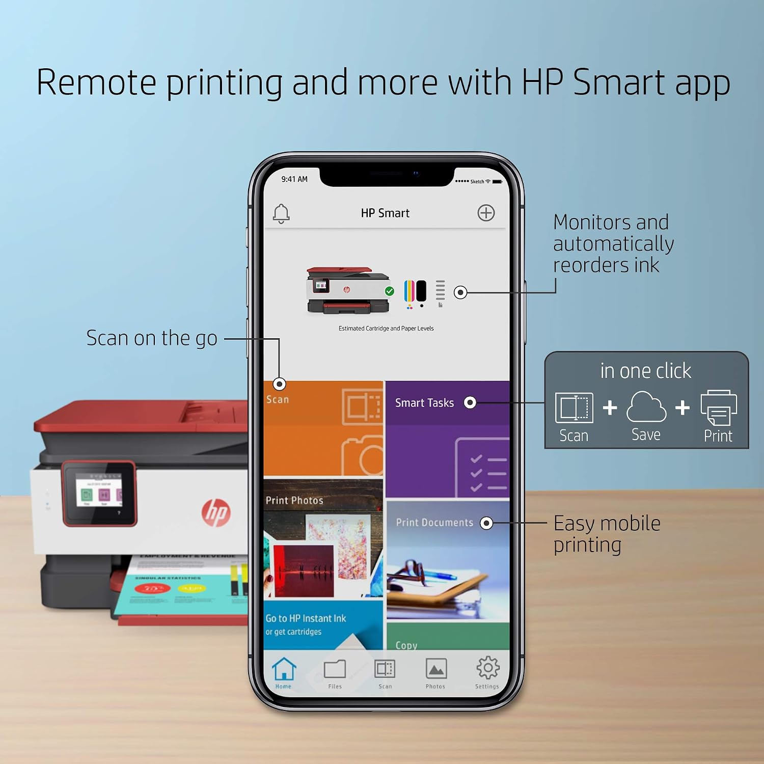 HP OfficeJet Pro 8035 All-in-One Wireless Printer - Includes 8 Months of Ink, HP Instant Ink, Works with Alexa - Coral (4KJ65A)