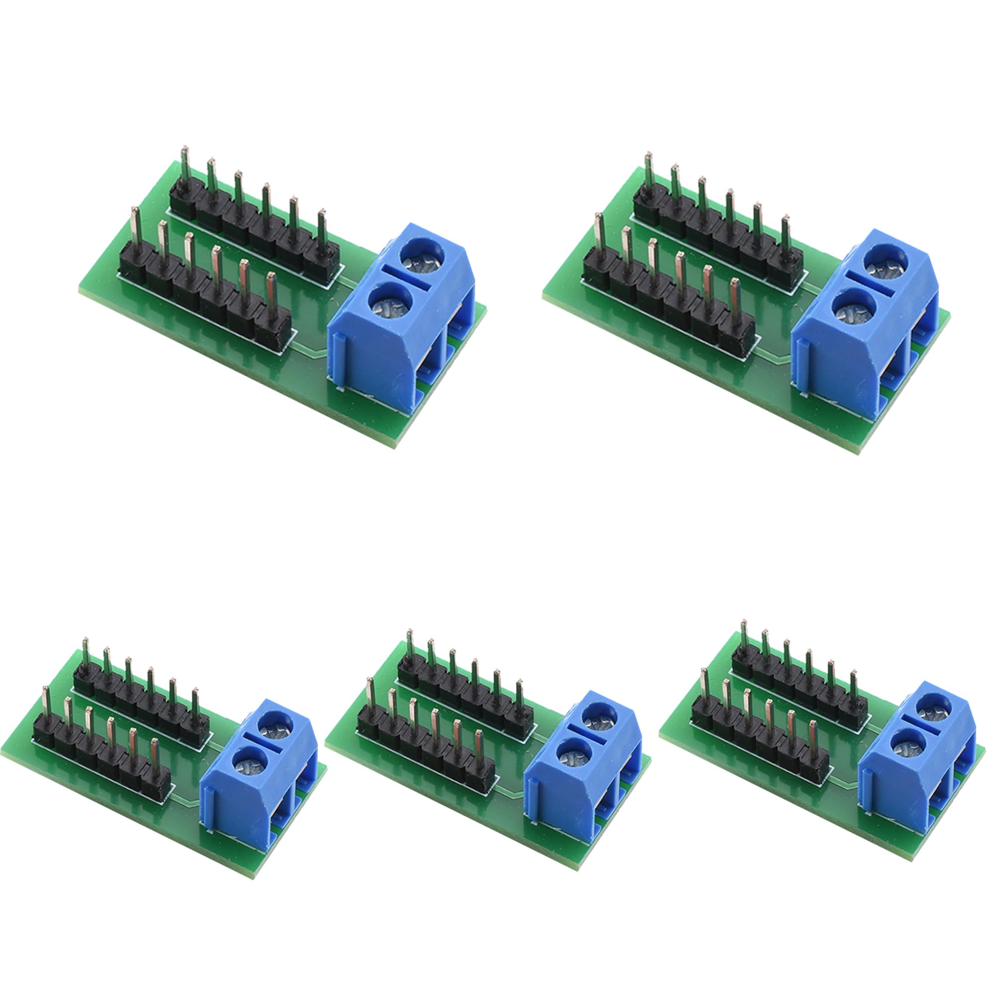 5PCS 2x6 Position Terminal Block Distribution Module, 2-Pin Screw Terminal to 2.54mm Pitch Dupont Pin Adapter Board, PCB Terminal Block Kit
