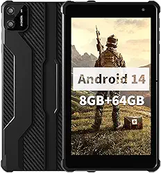 VASOUN Tablet Android 14 de 7 polegadas, 8 GB de RAM, 64 GB de ROM, Octa-Core 2,0 GHz, tela sensível ao toque IPS, câmera dupla, WiFi/Bluetooth 5G, tablet infantil e adulto com capa