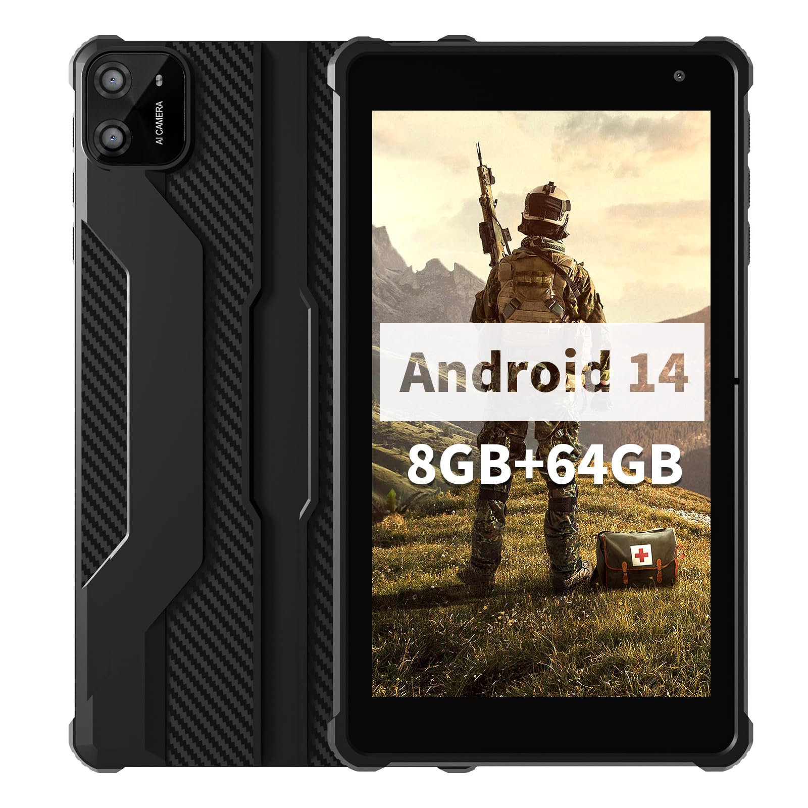 VASOUN Android 14 Tablet 7 inch, 8GB RAM 64GB ROM, Octa-Core 2.0GHz, IPS Touch Screen, Dual Camera, 5G WiFi/Bluetooth, Kids & Adult Tablet with Case