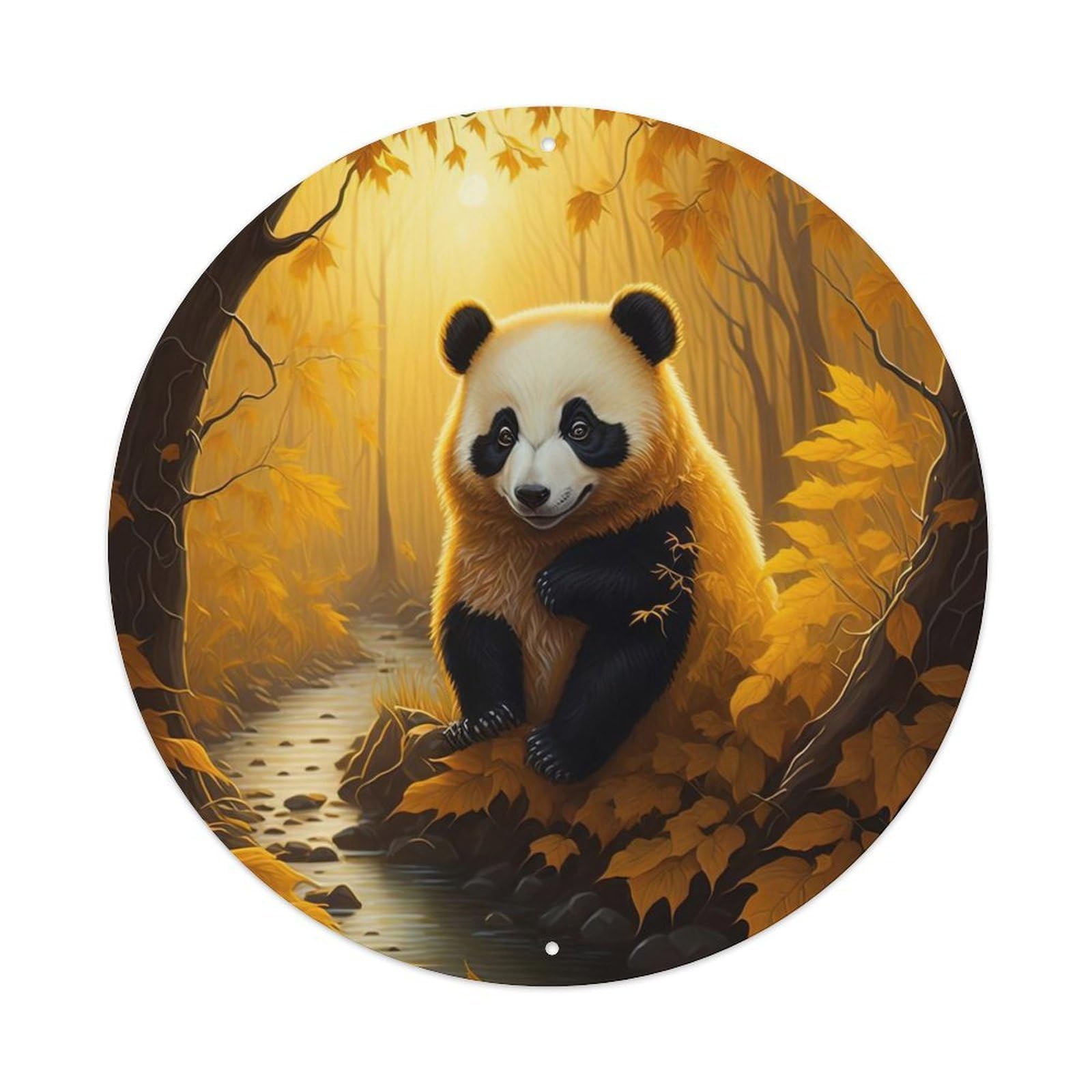 Animal Panda Under The Tree Artwork Metal Tin Sign