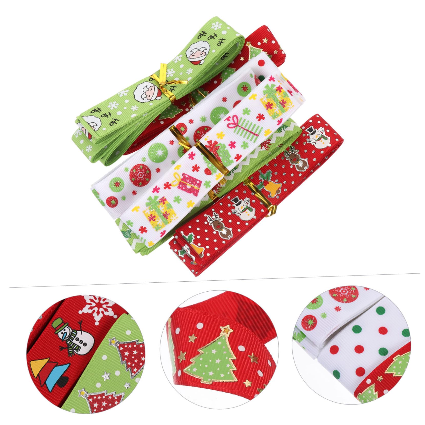 Angoily 36 Stck. Teiliges Geschenkband Weihnachtsband mit Goldprägung Bedruckte Schleifenbänder für Geschenkverpackung Hochzeit Party und Weihnachtsdekoration