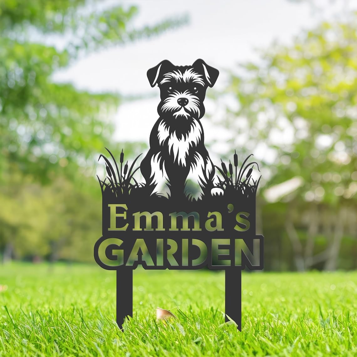 funuricc Custom Schnauzer Dog Garden Sign, Personalised Dog Grave Marker, Pet Memorial Plaque, Mini Schnauzer Gifts, Garden Decor, Pet Headstone, Pet Memorial Gift, Engraved Name Plaque