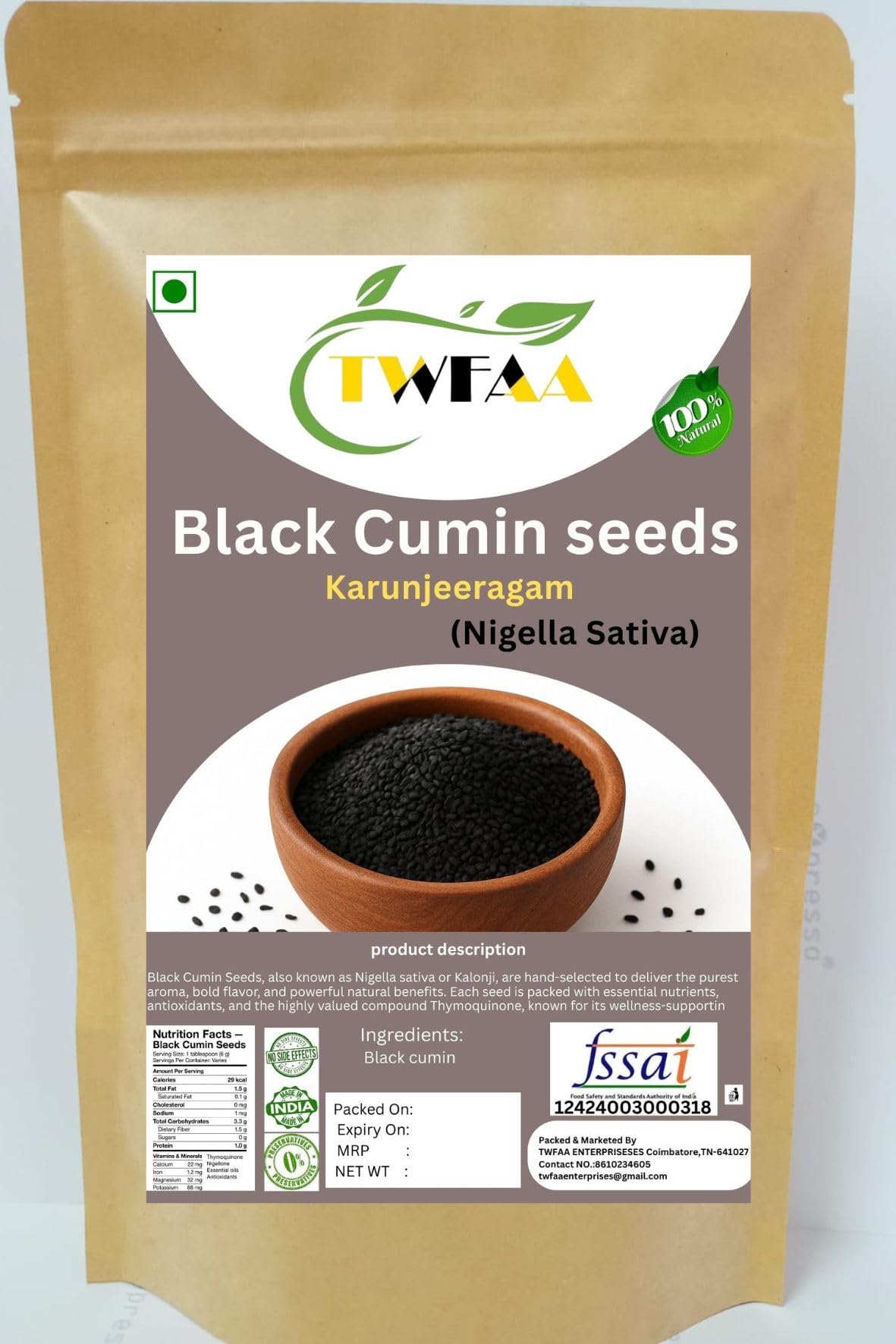 TWFAA Black Cumin Seeds(RAW) /Karunjeeragam/கருஞ்சீரகம்/Kalonji Seeds I Black Jeera | Kala Jeera/nigella seeds/karutta jeeragam/kalo jeera/nalupu jeeragara/karuppu jirige/Nigella sativa (500 gm)-image-43