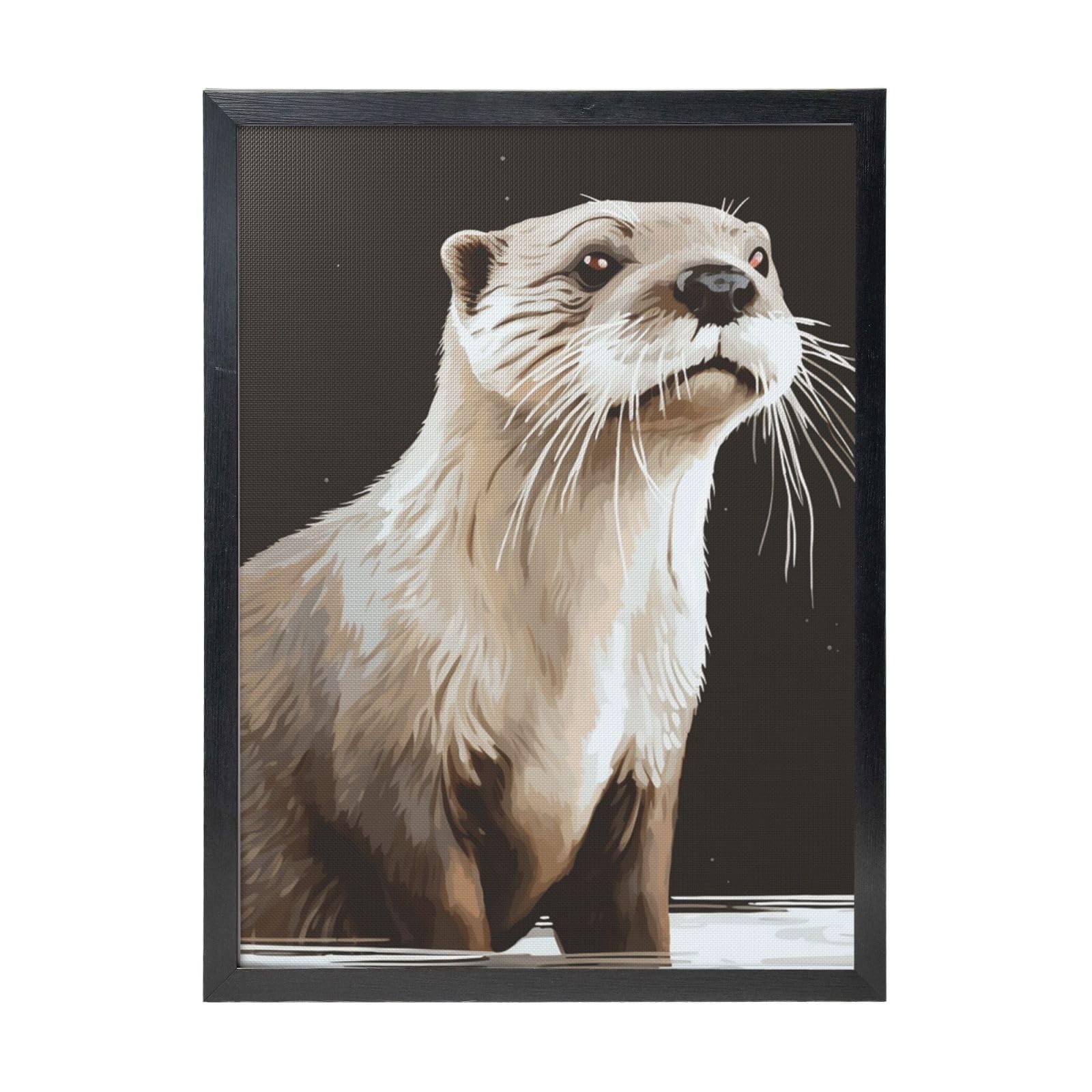 Framed Wall Art - Decorative Canvas Painting Otter Pictures Poster Aesthetic Modern Prints Artwork for Bedroom Office Wall Decor Ready To Hang 12x16 in