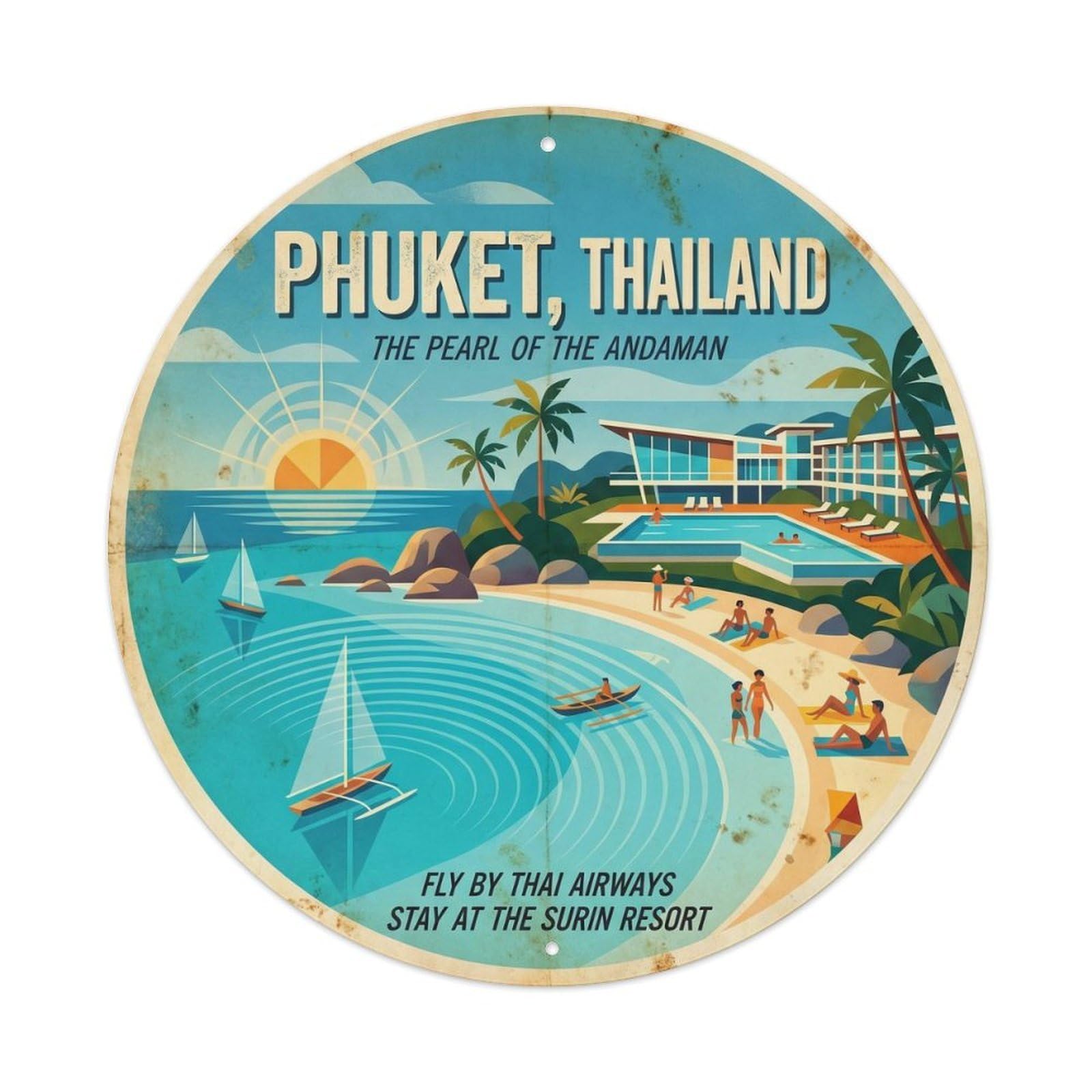 Phuket Surin Beach Island Shore Surf Coast Metal Tin Sign