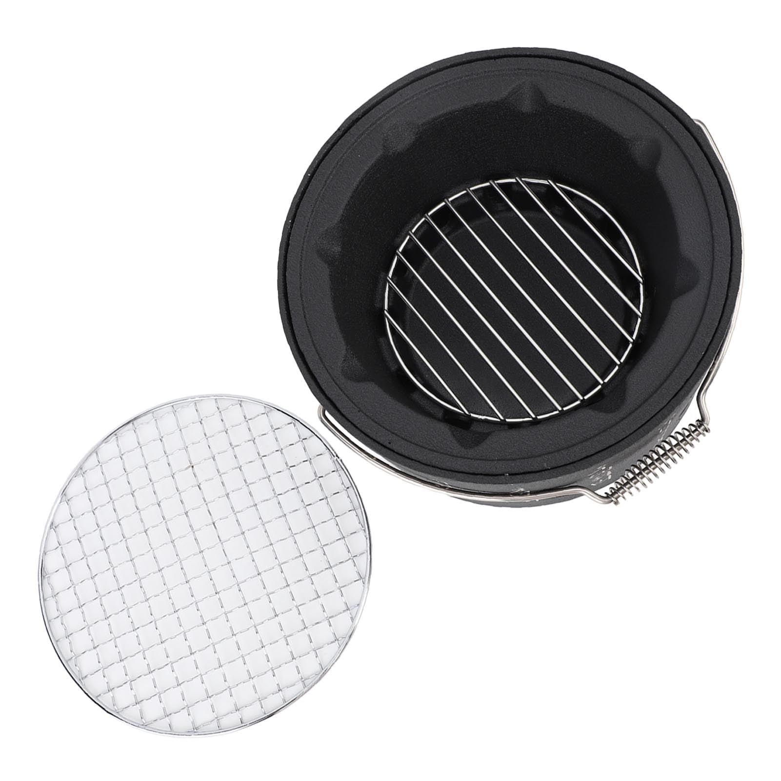 Mini Fornello per Barbecue Giapponese, Fornello per Barbecue Rotondo Portatile Mini Grill per Barbecue in Alluminio con Rete in Acciaio Inossidabile per Barbecue All'aperto(Large)