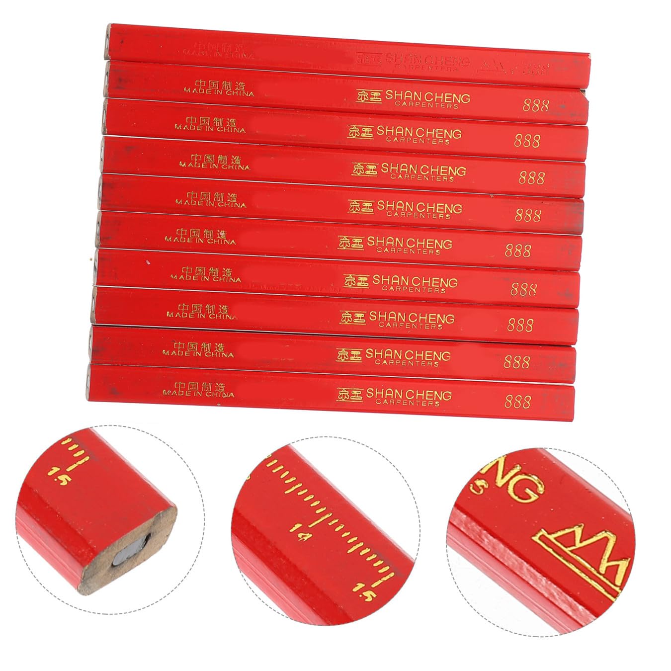 Homoyoyo 72 Lápices de Carpintero Rojos de Madera, Forma Octogonal, Punta Firme, para Marcar Carpintería y Superficies Ásperas, Resistentes y Antideslizantes