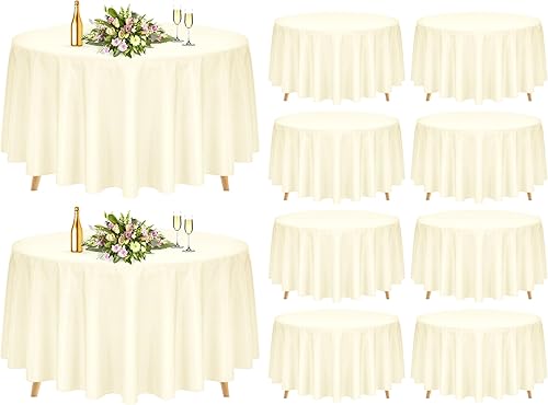 Miniatura 178 de Pesonlook Paquete de 4 manteles redondos blancos de 90 pulgadas, mantel de poliéster para mesas redondas, mantel lavable, resistente a las manchas