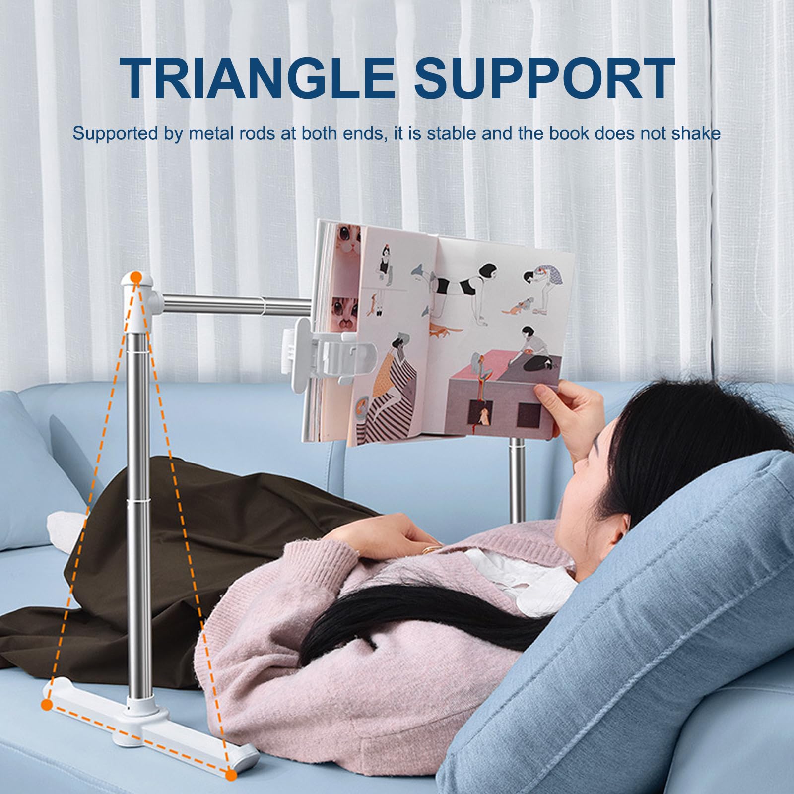 Buhelyc Supporto per Libri per La Lettura, Leggio per Letto, Regolabile Altezza E Inclinazione, Antiscivolo, per Libri, Spartiti, Tablet, Telefoni Cellulari, per Bovindo, Desktop, Divano, Pavimento