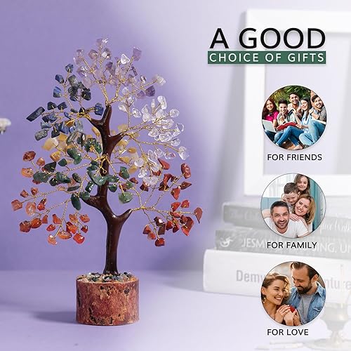 Miniatura 4 de NARIBABU Árbol de los siete chakras, árbol de la vida de cristal, decoración de Feng Shui, piedras de chakra, cristales curativos para la buena