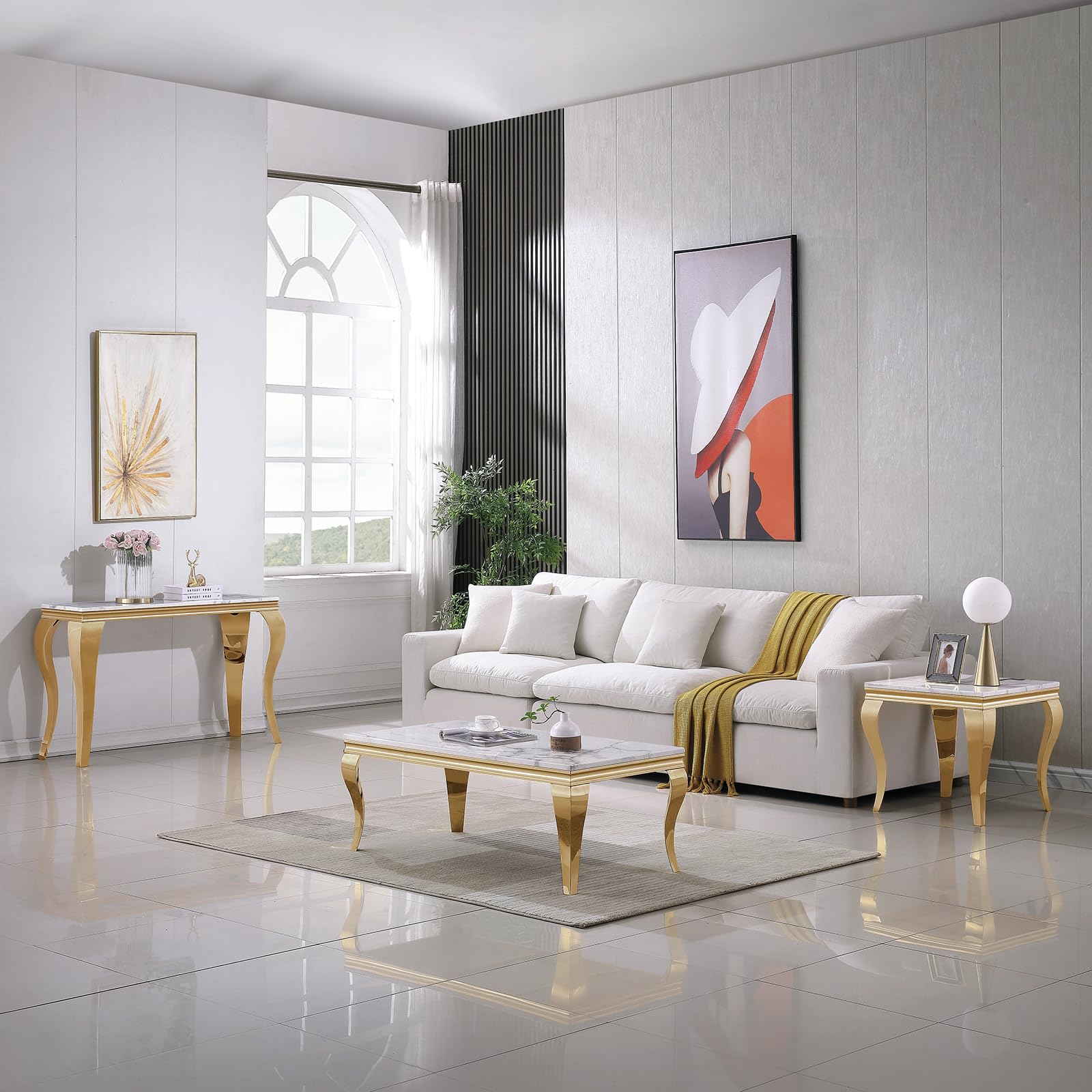 Marble Coffee Table Set Of 3-Piece Marble Coffee Table Set