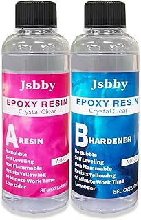 Jsbby Epoxy Resin, 16OZ Epoxy Resin kit, No Bubble Yellowing Resistant Clear Epoxy Resin Easy Mix 1:1 Ratio, 2 Part Crystal Epoxy Resin for Art Crafts, Jewelry Making, Mold Casting