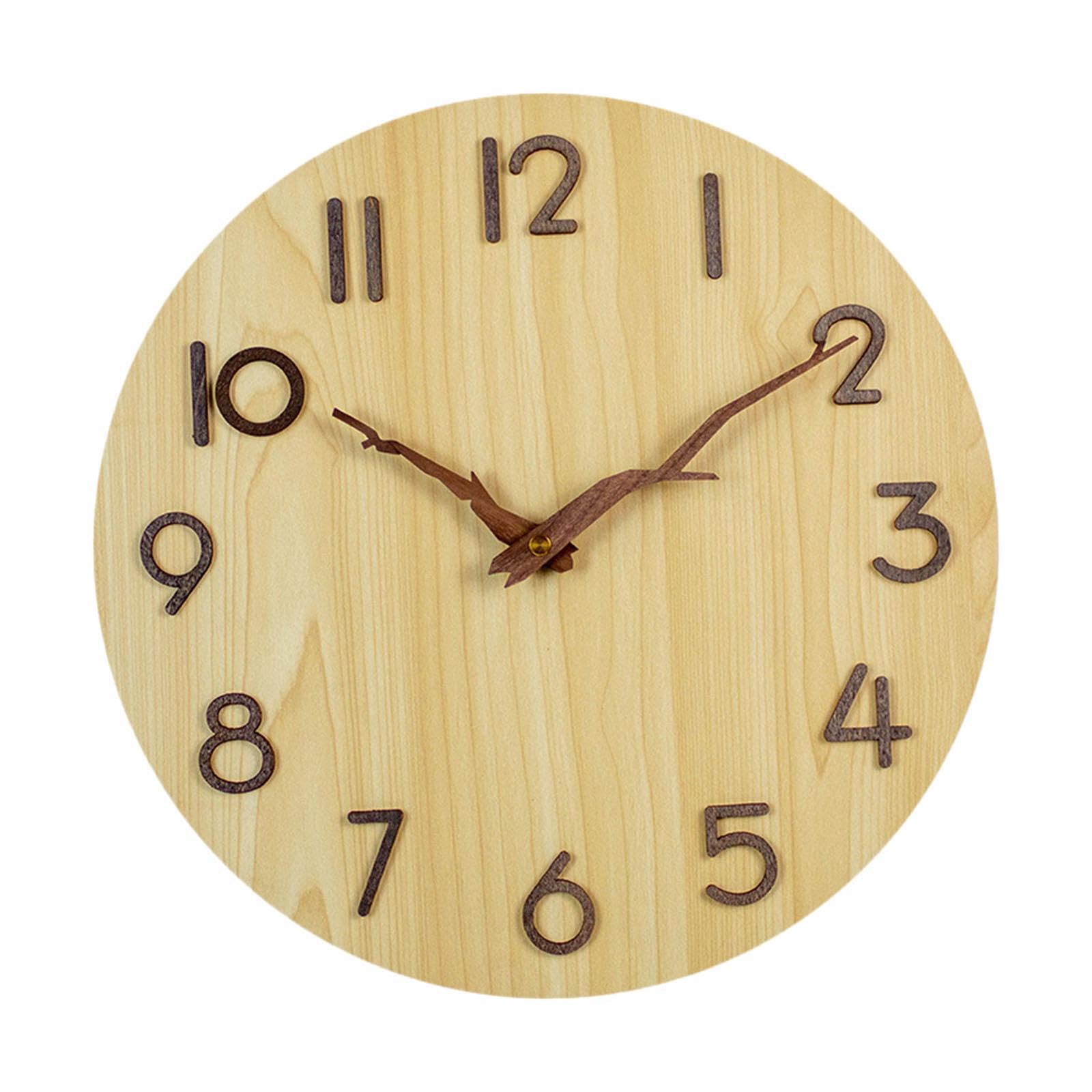 Zambuph Modern Silent Wall Clocks Non Ticking Wooden Clock Beautiful Round Time Display Stylish Addition To Home Office Or Cafe Silent Wall Clocks Decorative