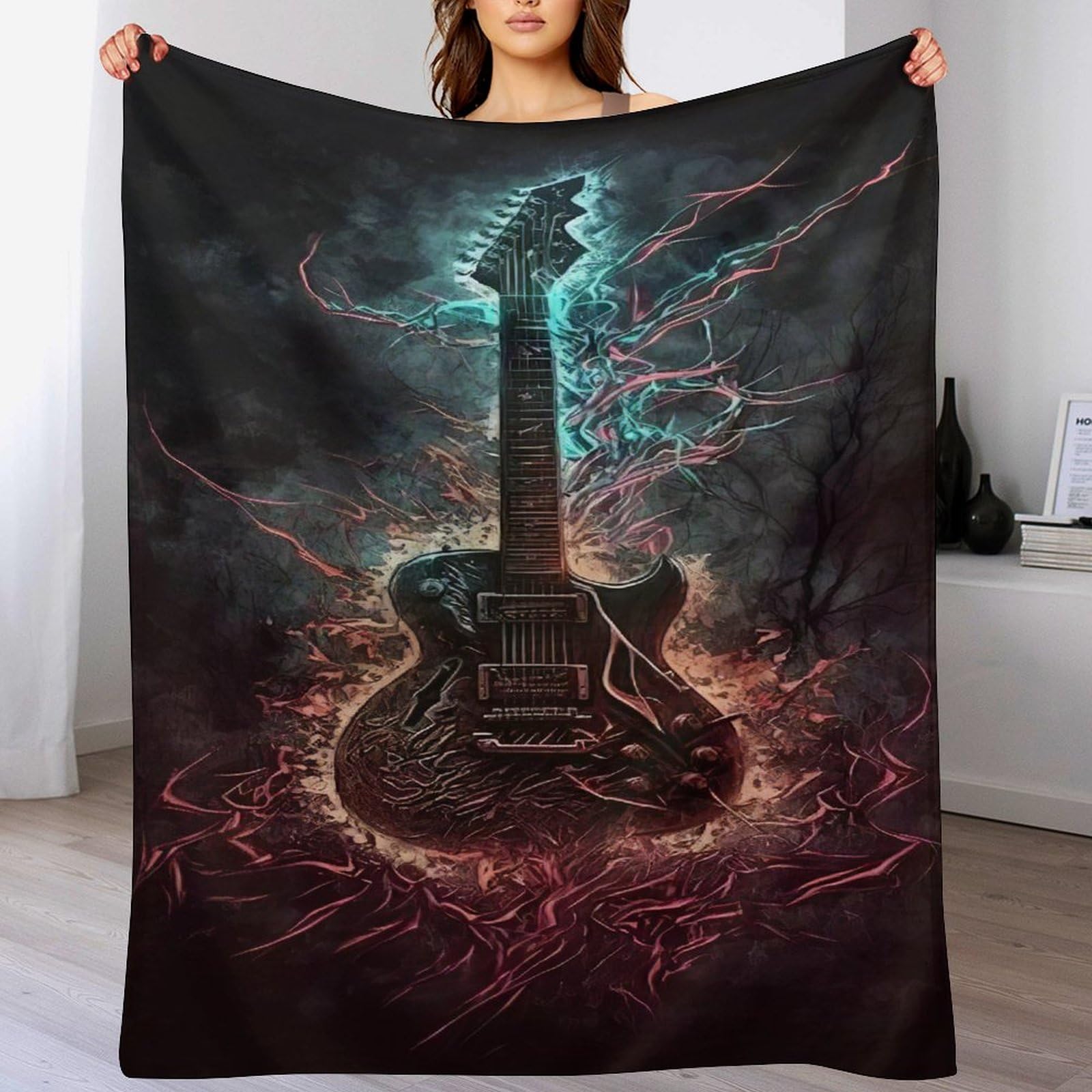 Couverture guitares flannel pour des soirees cocooning reussies sur le canape