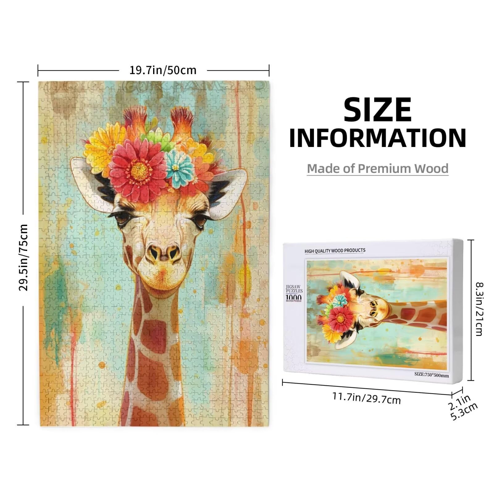 Girafe Puzzle Fleur 3000 Pièces Adultes, DIY Puzzles Classiques Art avec Boîte d'emballage et Photos de Référence, Relaxation/Soulagement du Stress/Jeux Amusants, Creatif Cadeau pour Femme M-1962
