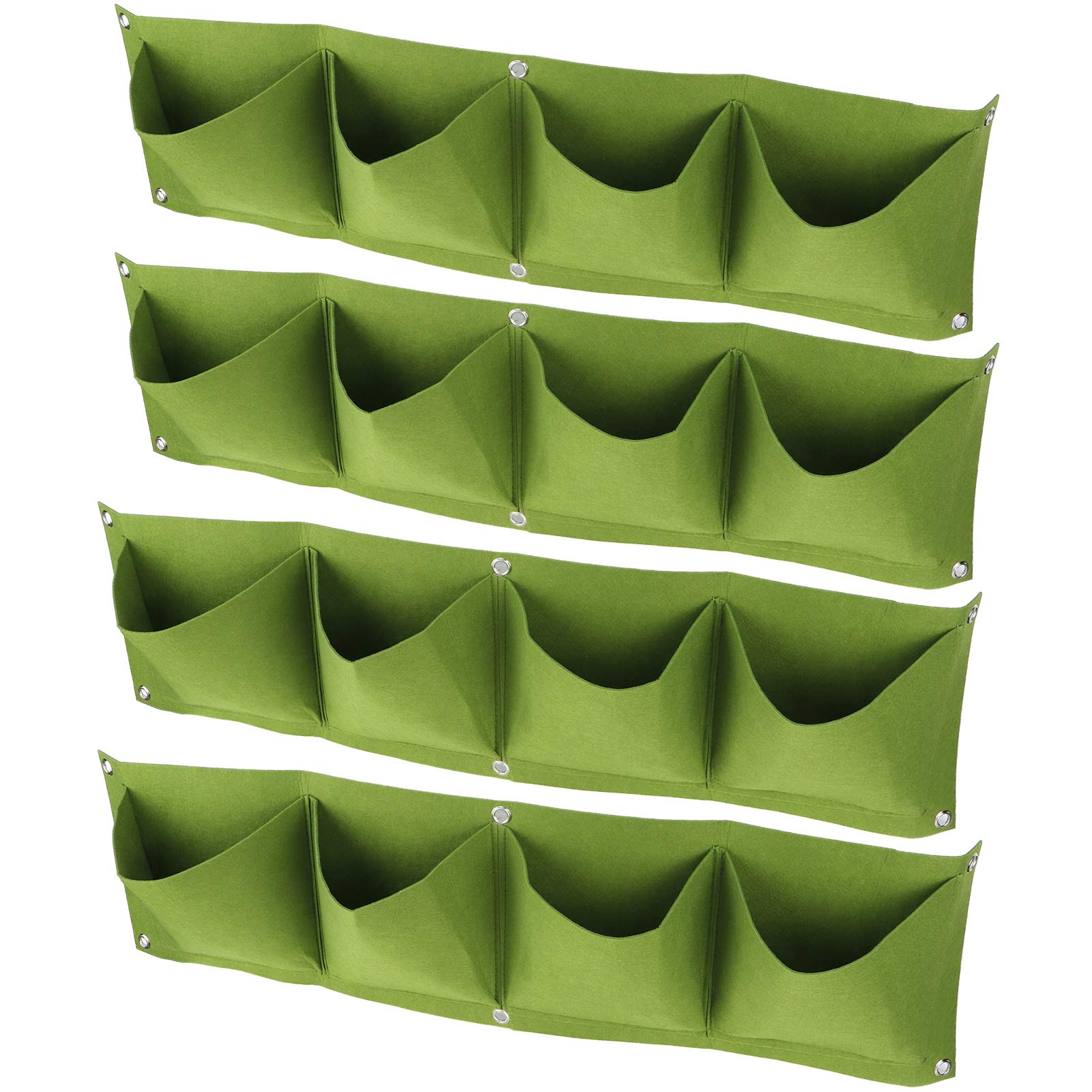 Atyhao Macetero de Pared Vertical para Colgar al Aire Libre, 4 Piezas, 4 Bolsillos, Bolsa de Cultivo de Plantas, montado en la Pared, Reutilizable, de Fieltro degradable, macetero para jardín(Verde)