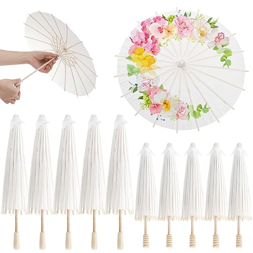 Noamus 10 Pack Parasol Paper Umbrellas, 12" 16" DIY Small
