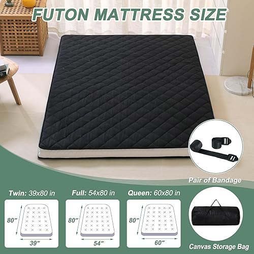 Miniatura 5 de LILYPELLE Colchón de suelo japonés, colchón plegable, colchón enrollable, tapete de tatami para dormir, tumbona de suelo, cama de invitados, fácil