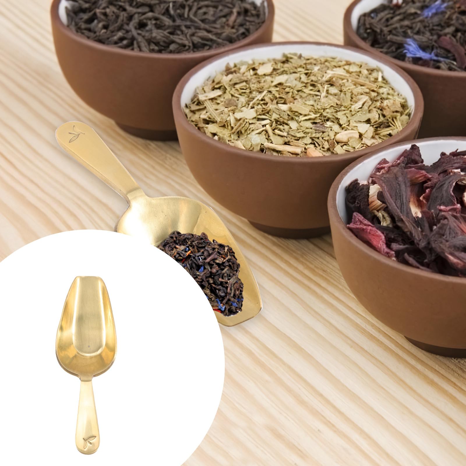 NUOBESTY Messing Teelöffel Kleine Teeschaufel Für Losen Tee Und Kaffeebohnenlöffel Korrosionsbeständig Vielseitig Für Küche Haushalt Und Reisen 3.74X1.26X0.98In