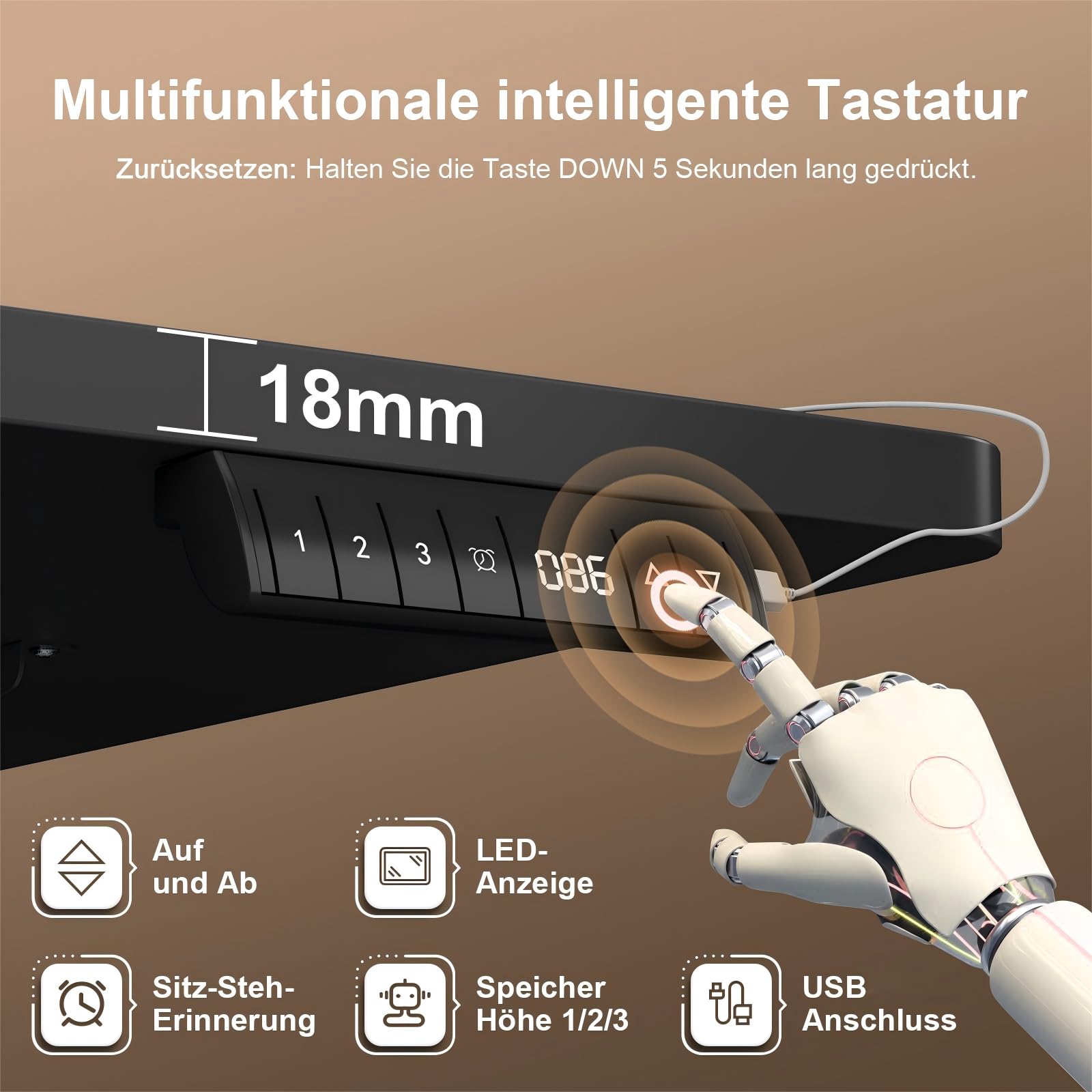 JUMMICO Höhenverstellbarer Schreibtisch 160 x 80 cm mit Kabelwanne, Höhenverstellbar Elektrisch Stehpult mit USB-Buchse, Computertisch, Ergonomischer Steh-Sitz Tisch, Bürotisch, Schwarz