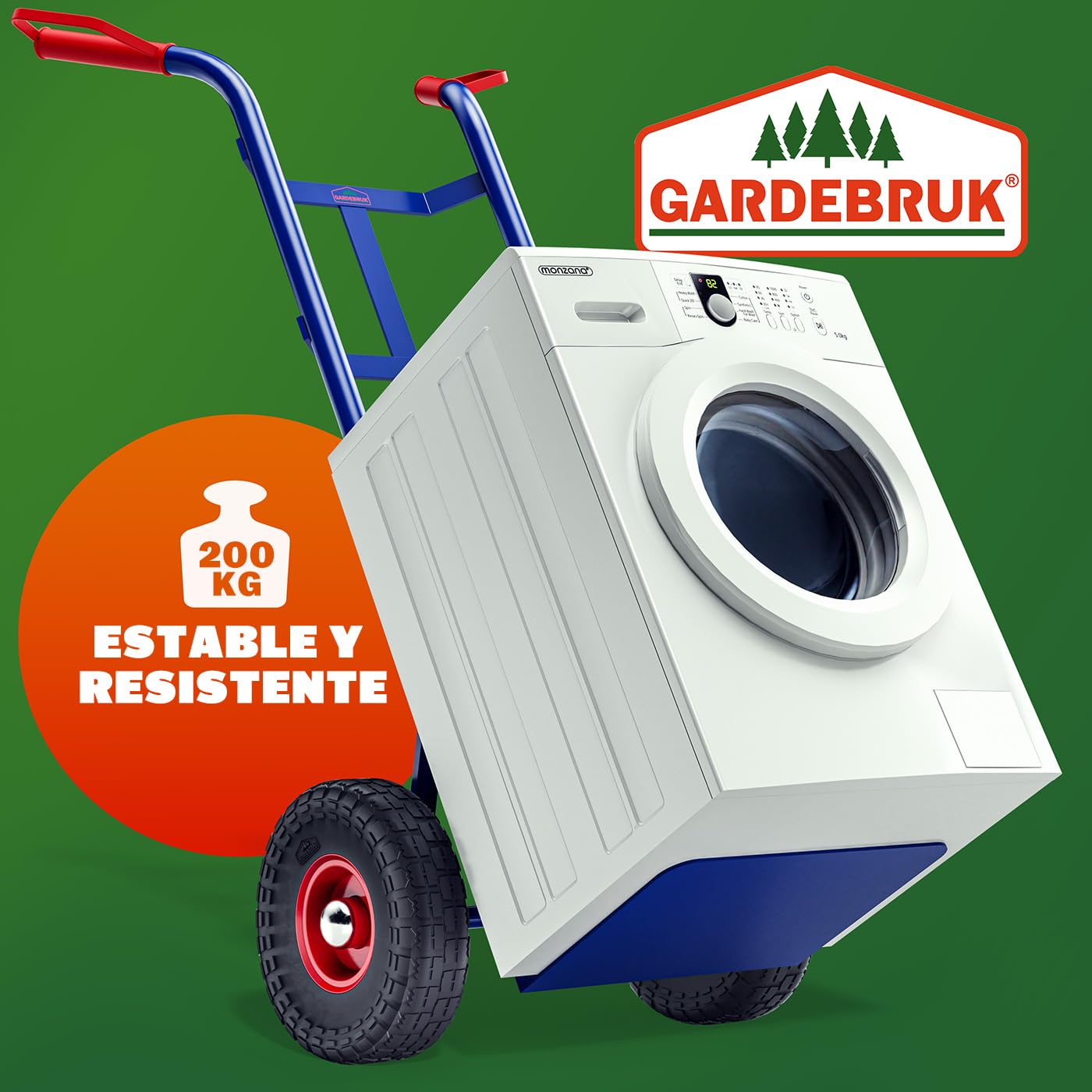 GARDEBRUK® Carretilla de Mano Plegable Carga hasta 200Kg 2 Ruedas Resistentes PU Carro Mudanza Acero Asas Ergonómicas Carrito de Transporte Portátil Azul