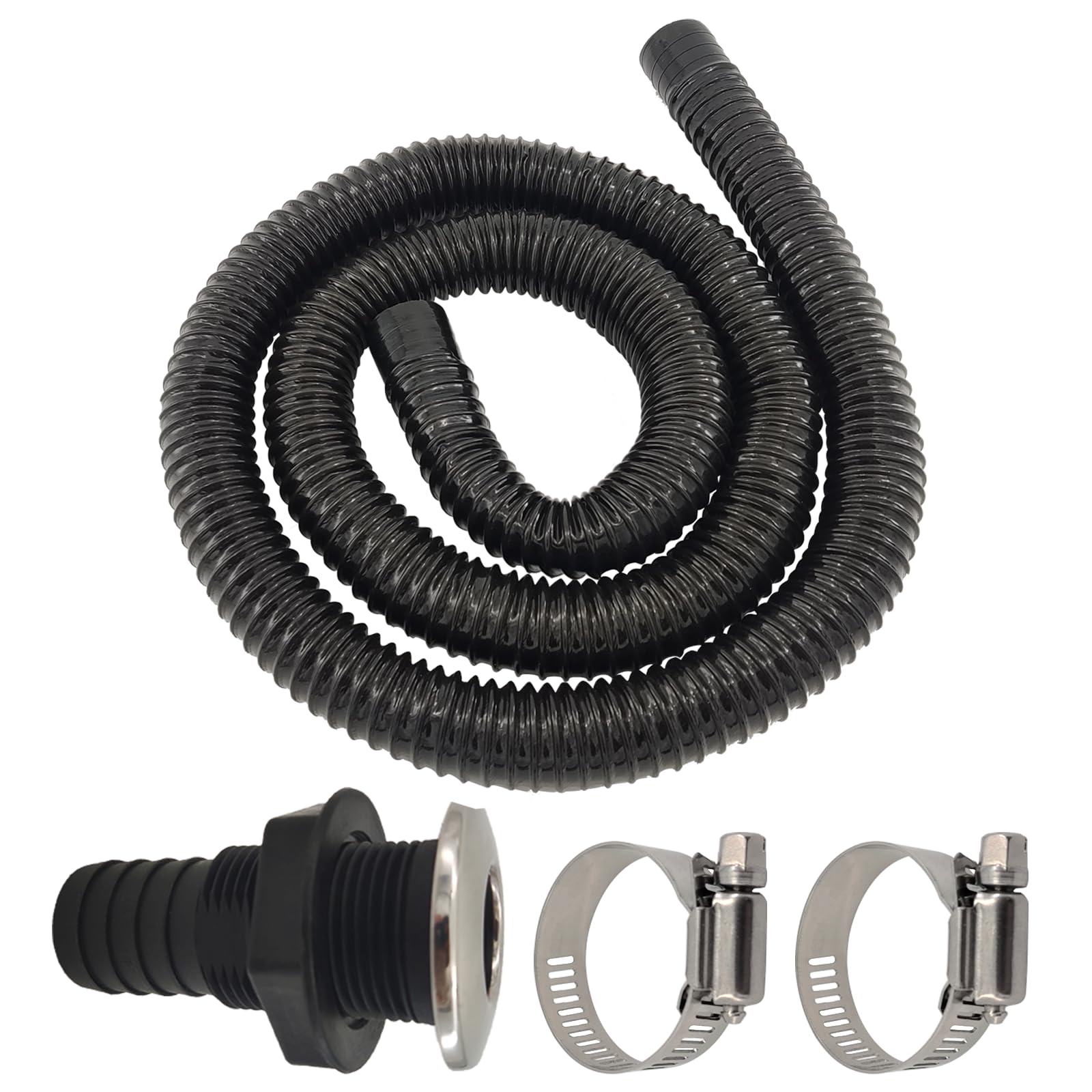 Tuyau de pompe de cale flexible annelé ISURE MARINE anti-écrasement avec colliers inox 304