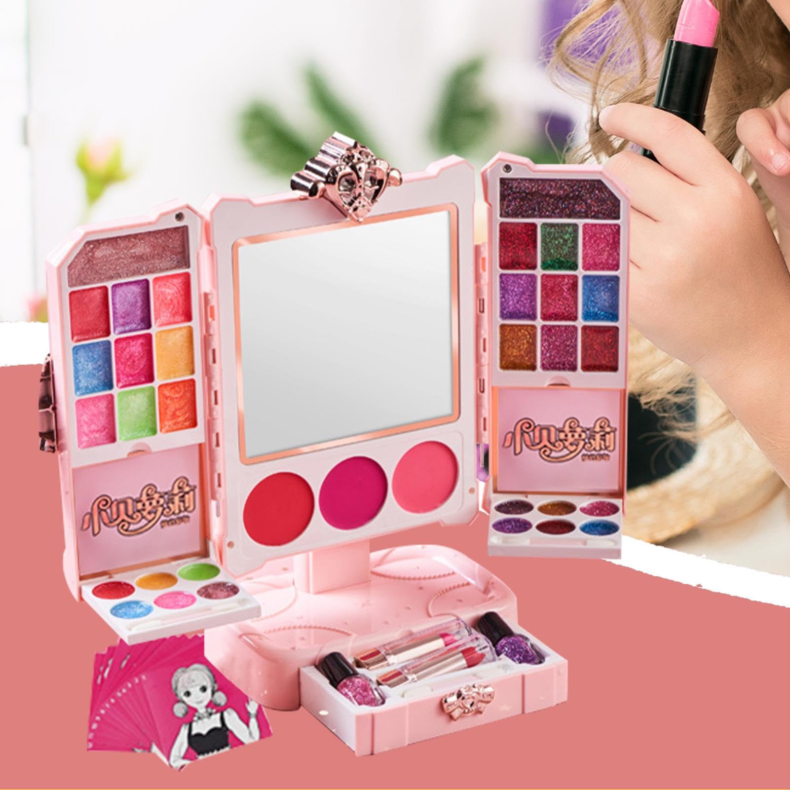 Trucco finto per – Smalto per unghie lavabile e rossetto lavabile | Cofanetto trucco gioco di ragazza – per Natale, compleanno, festa, festa, travestimento e