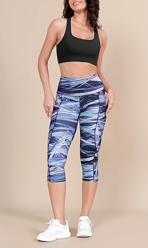 Miniatura 718 de ODODOS - Leggings tipo capri de mujer, no se traslucen y modelan el abdomen, con cintura alta y bolsillos; para hacer yoga, atletismo, ejercicio