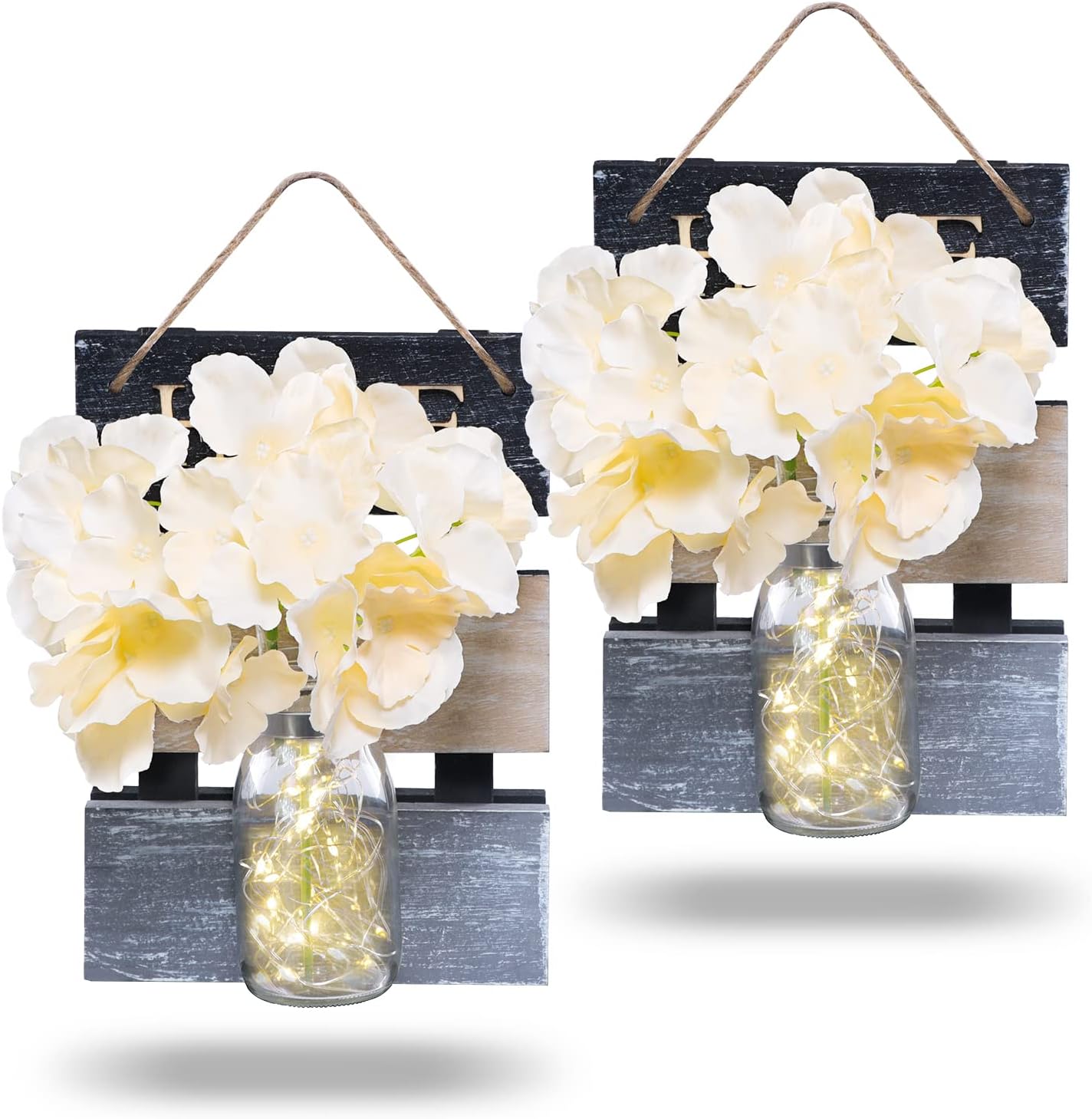 Dailyart Mason Jar Sconces Wall Decor, Rustic Mason Jar