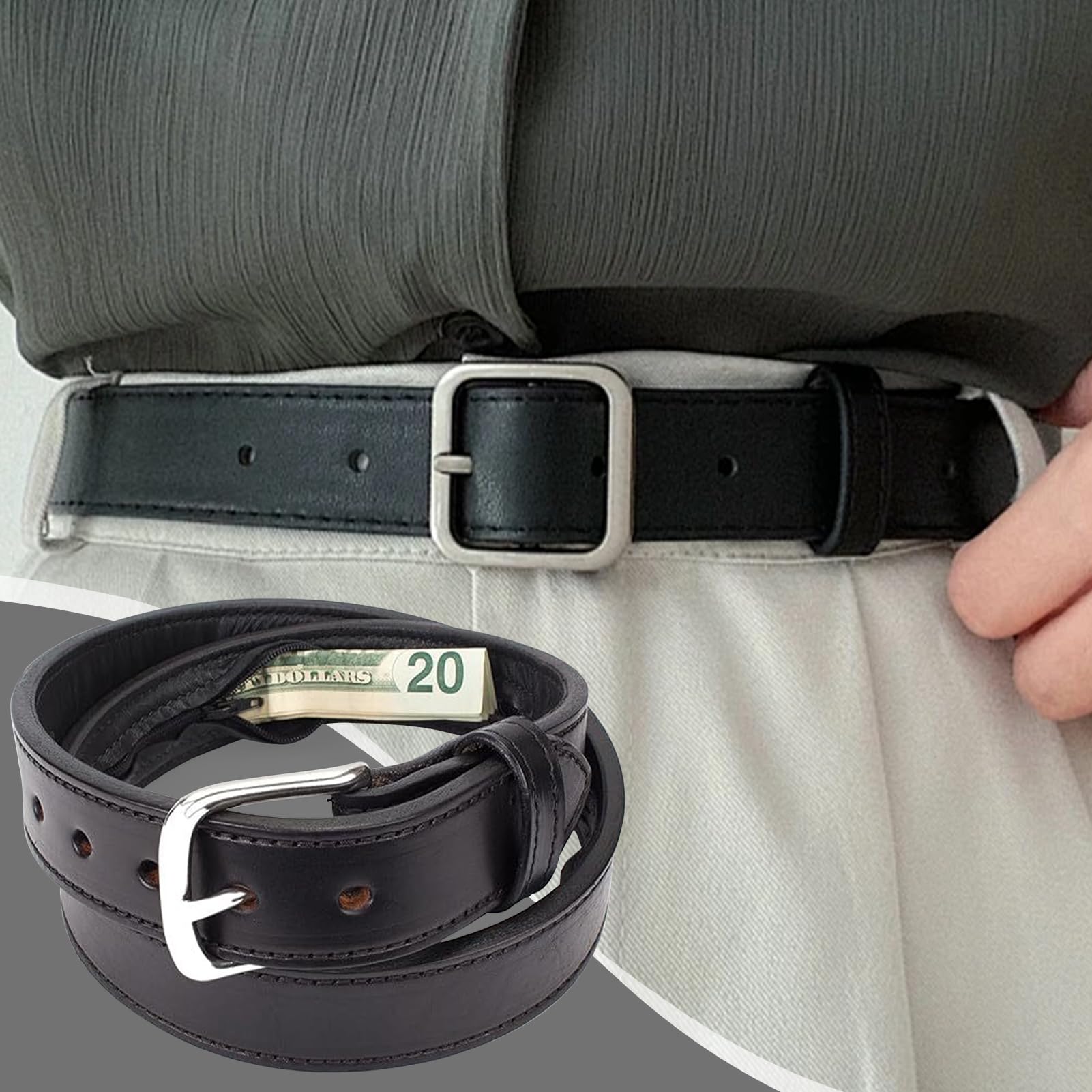 Leder Geldgürtel Für Männer Gürtel zum geheimen Verstecken von Geld | Zubehör zur sicheren Aufbewahrung von Bargeld und Wertsachen für Männer und Familienmitglieder
