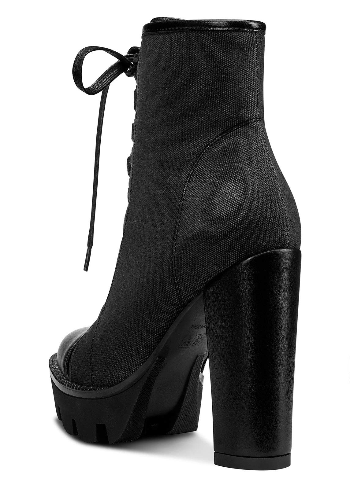 Castamere Womens High Heel Platform Lace Up Booties Chunky Heel Ankle Boots With Zipper Round Toe 12CM Heels